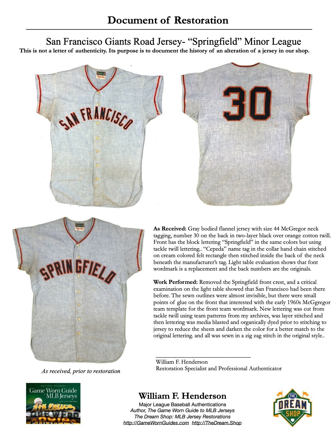 As a postscript, I always recommend that any changes I make be properly documented with at least a Letter of Restoration, if not a full letter of authenticity. Doing so helps cement the historical progression of the jersey therefore aids in protectin
