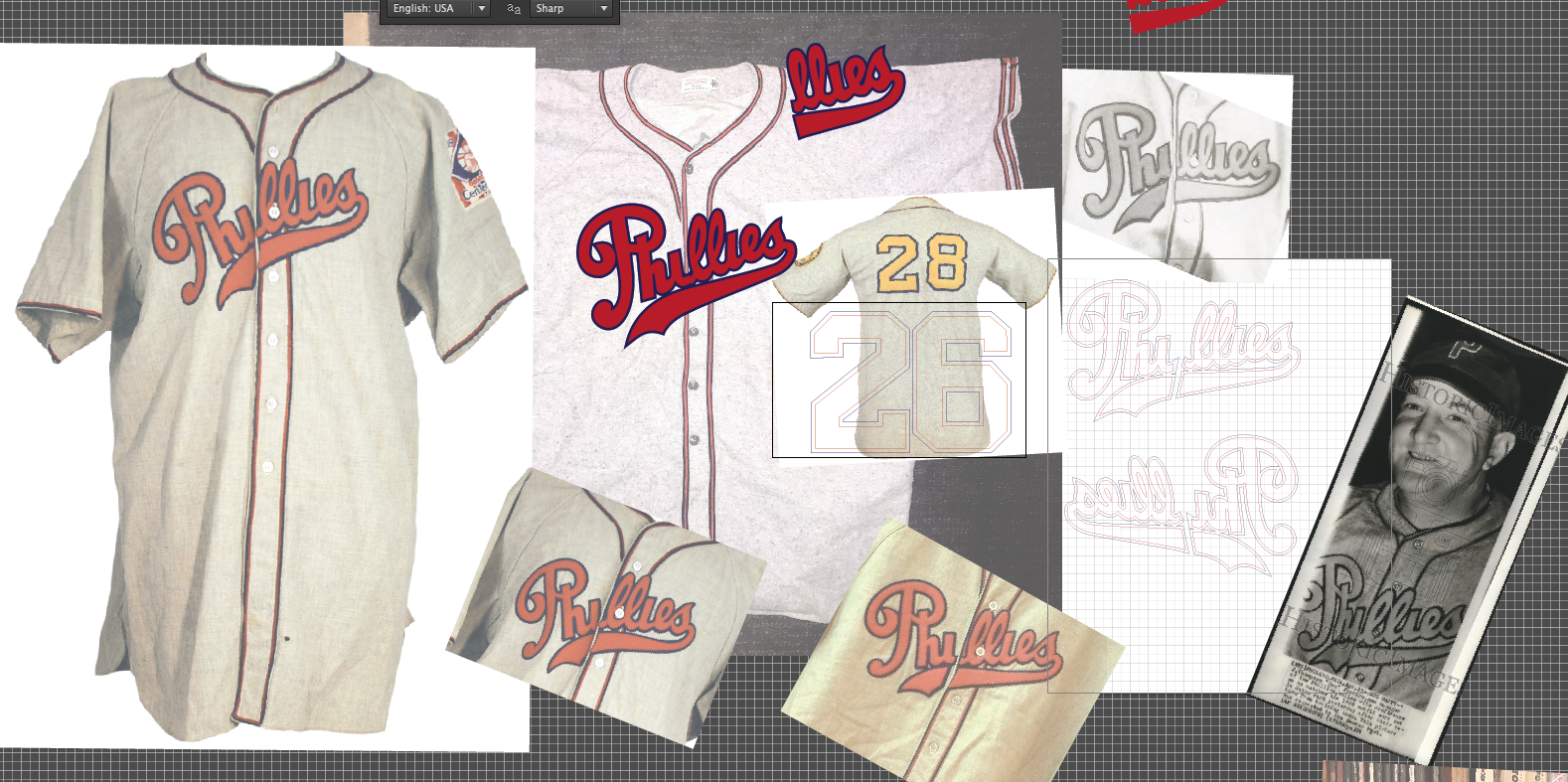 Several superimposed photos I used to ensure the accuracy of the the design. 