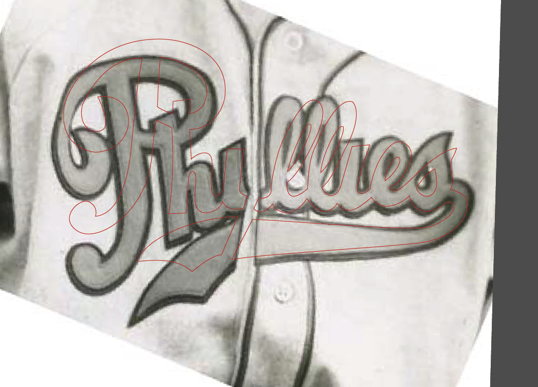 Very few clear photos of these jerseys exist. Here, I have superimposed art I drew from one such jersey on top of another jersey photo. You can see that nothing lines up. This is because old jersey designs had to be hand-cut by tailors The red felt w