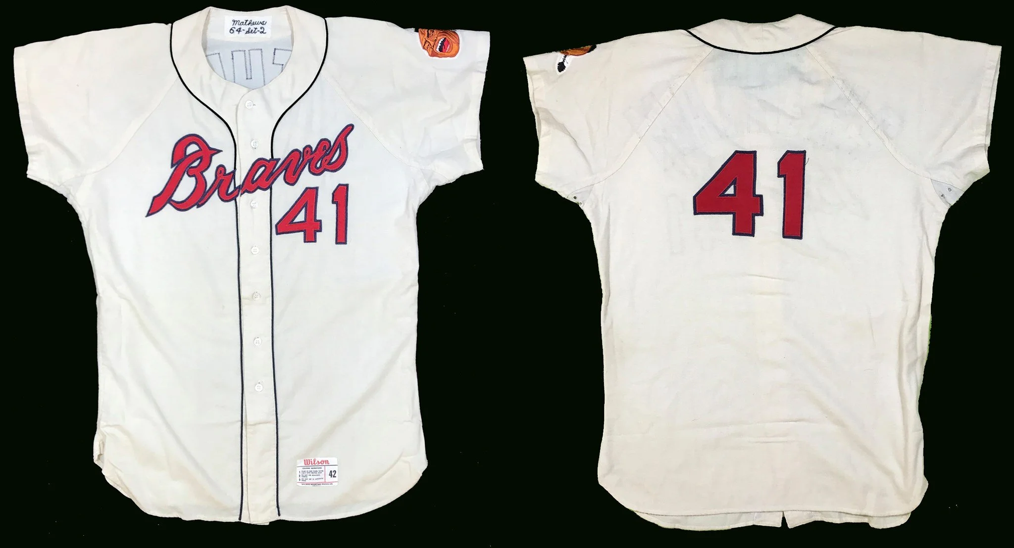 As received, the jersey was in very good condition, but had been stripped of the player name on back. Why? Well, as a rule, back in those days, at the end of the season jerseys for most teams, all the uniforms were gathered up and unceremoniously str