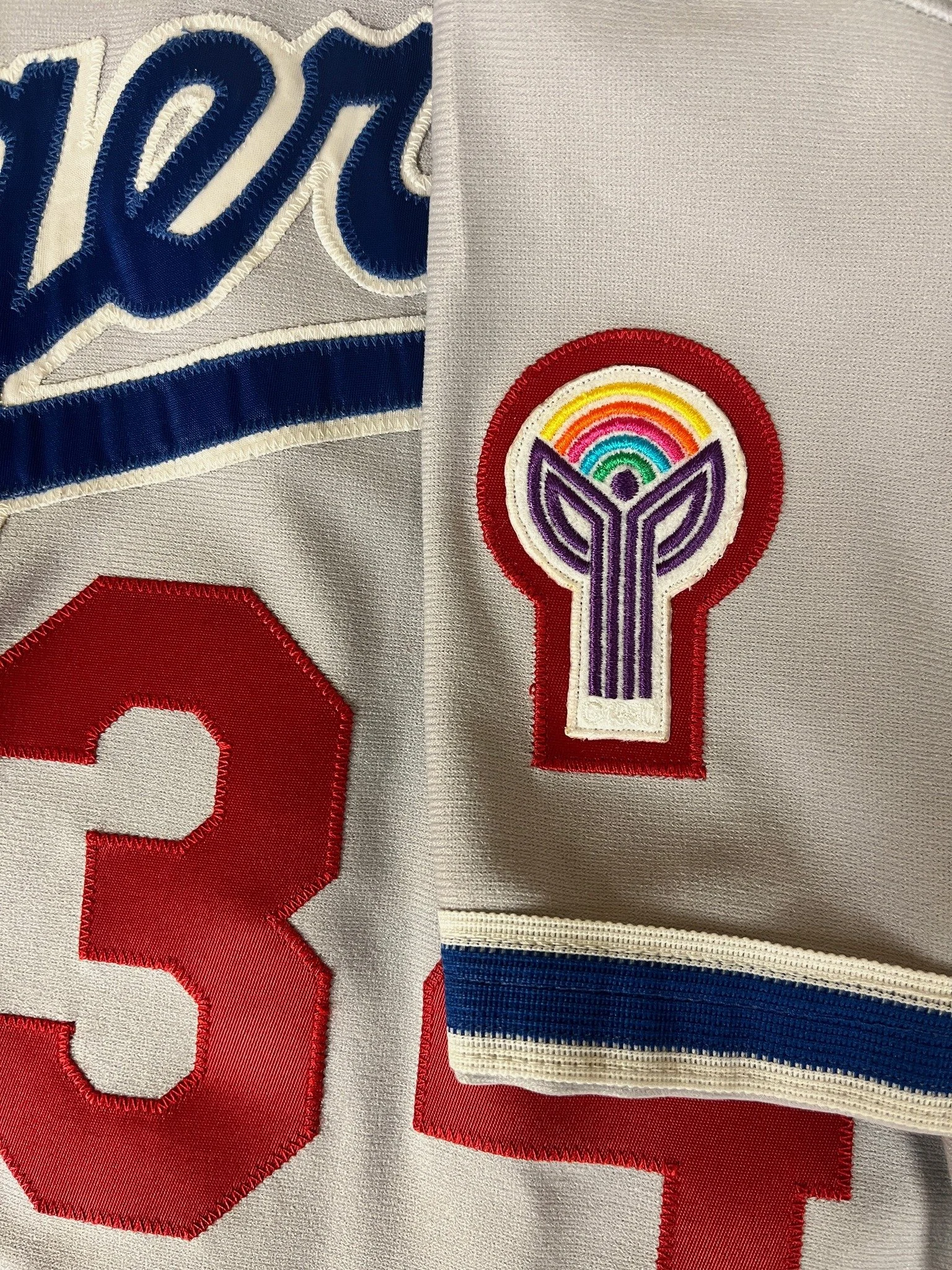 1981 Bicentennial patch, complete with the tiny white embroidered 1980 copyright mark at the bottom, for the restoration of a 1981 Dodgers game jersey
Photos
The 1981 Dodgers jersey restoration