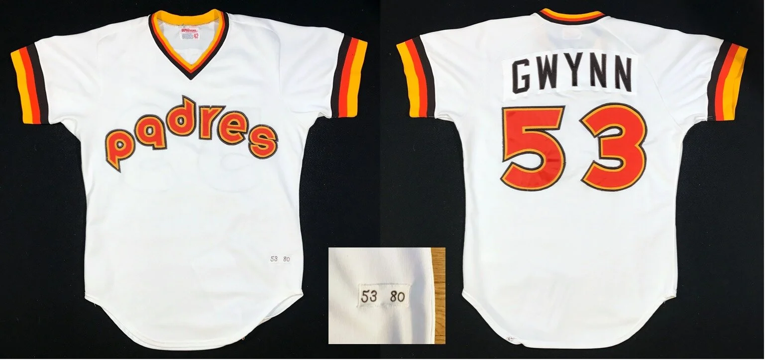 Pictured is the completed restoration of Tony Gwynn’s very first Padres jersey. I can hear you now: “No it isn’t -- everyone knows that Gwynn wore #19 during his entire 20-year career with San Diego.” But collector Kyle B. knew otherwise…