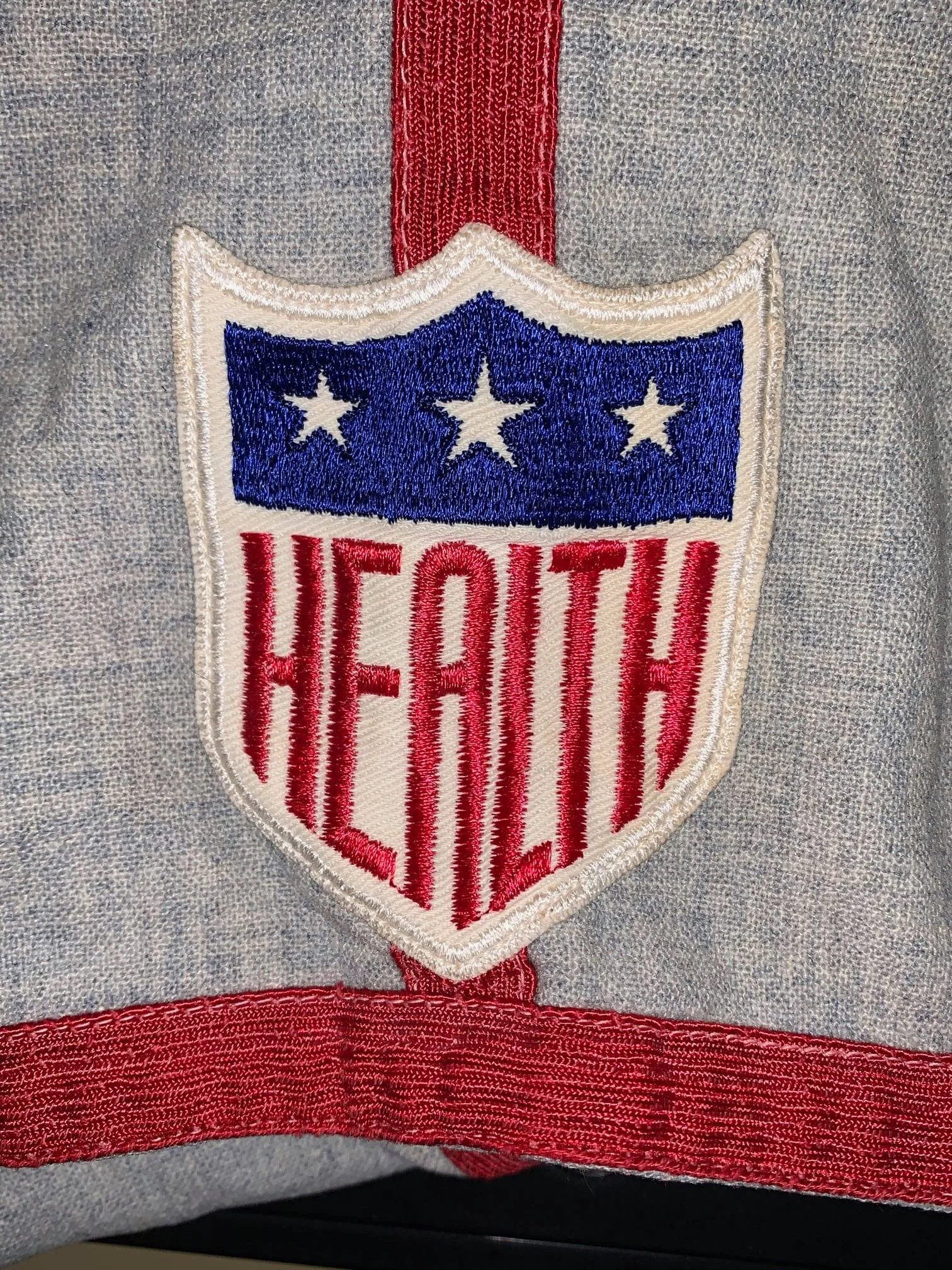 Oddly this jersey still wore the 1942-only “HEALTH” patch on its sleeve, a patch worn the first season after the start of the war by most MLB teams designed to remind Americans to do their best to be healthy as their part in supporting the war effort