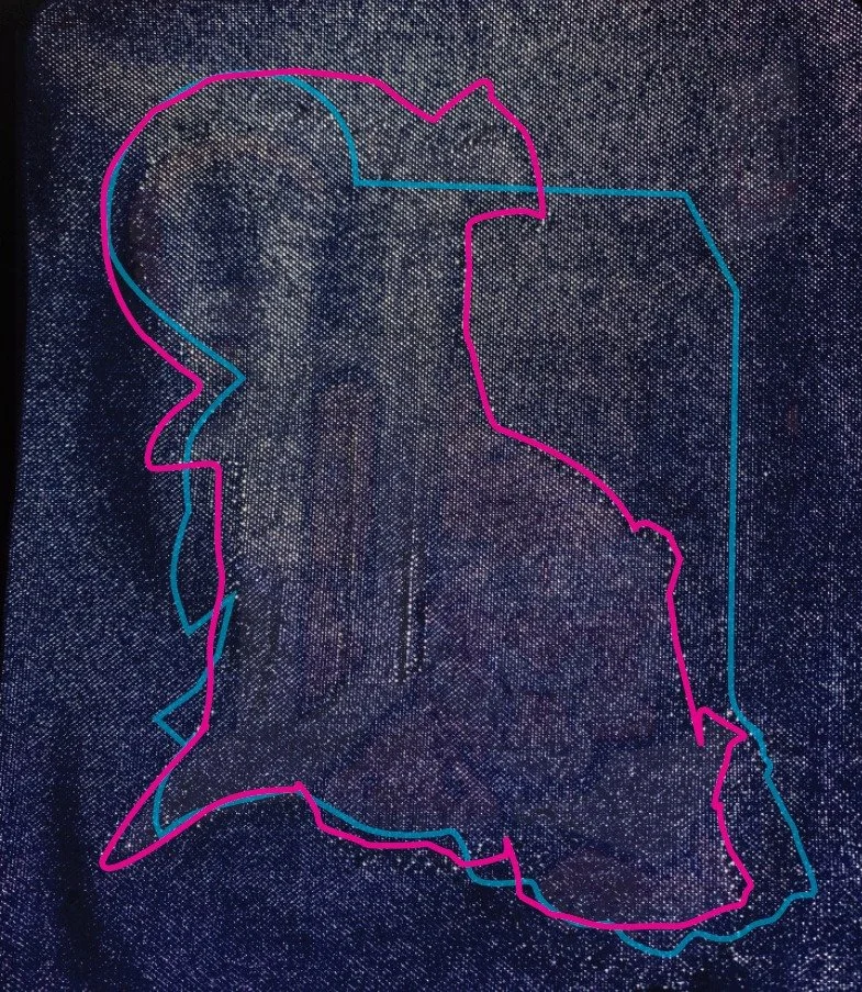 The next step was to look for evidence that this had indeed been a 1995 Tigers jersey that had been converted to minor league use. I put it on the light table and I could see a few marks where the front crest had been sewn, but I could not see any ev