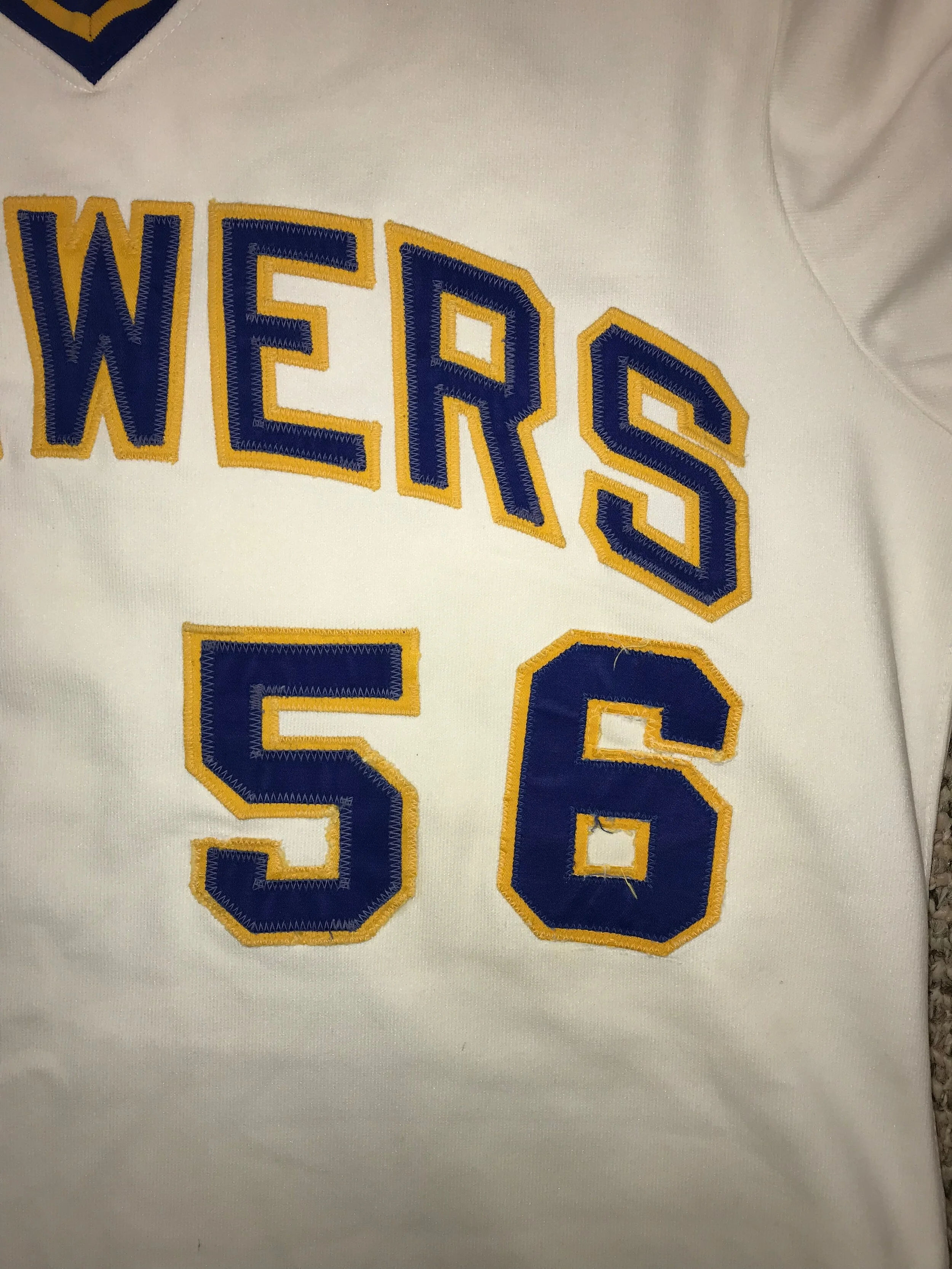 The 6 on the front was likely used form another repurposed MLB jersey. It is crooked and sloppy... but it was good enough for Spring Training or the minor leagues!