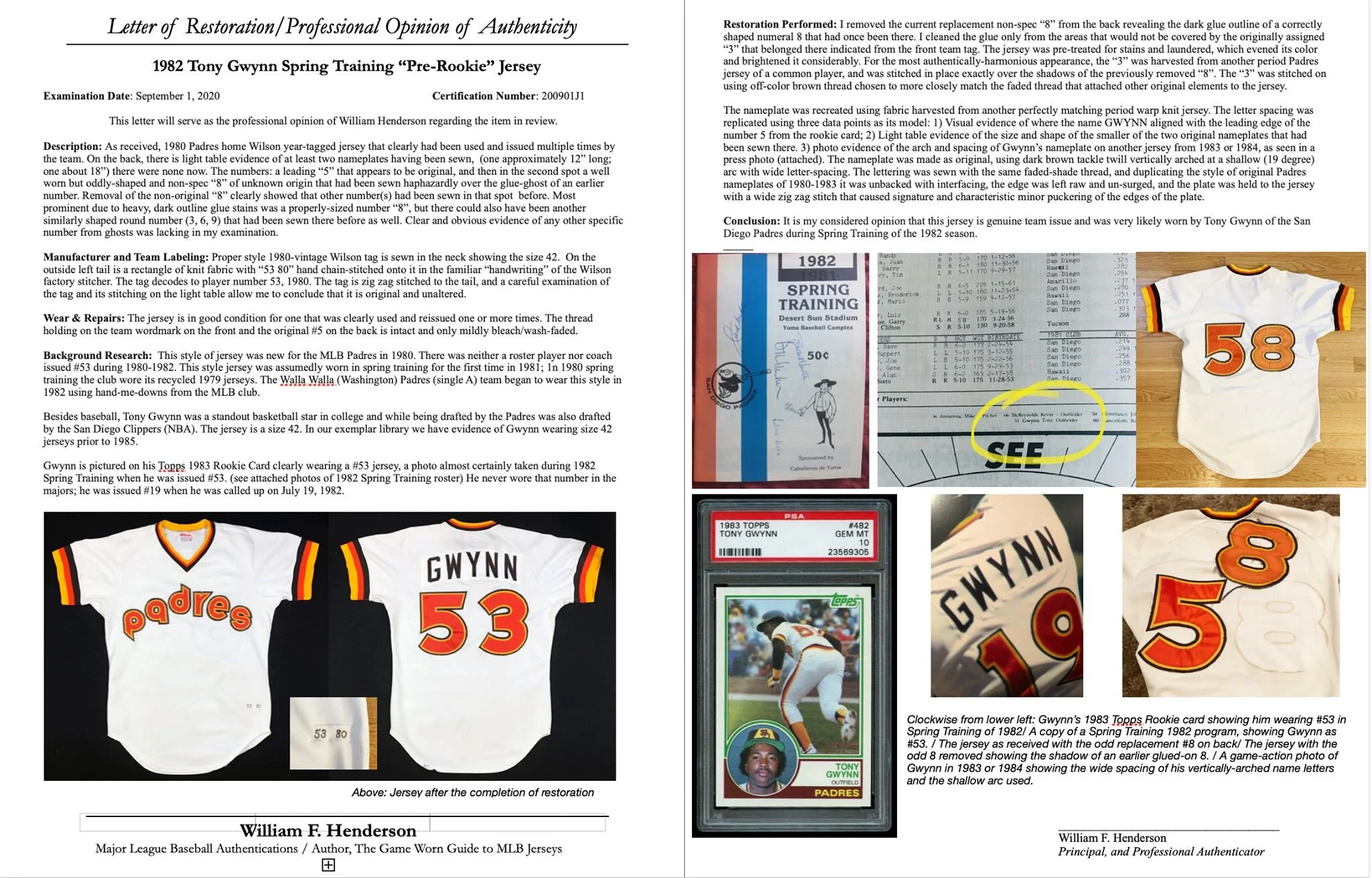 We documented our work with a detailed letter that should be acceptable by any auction house or serious investor.