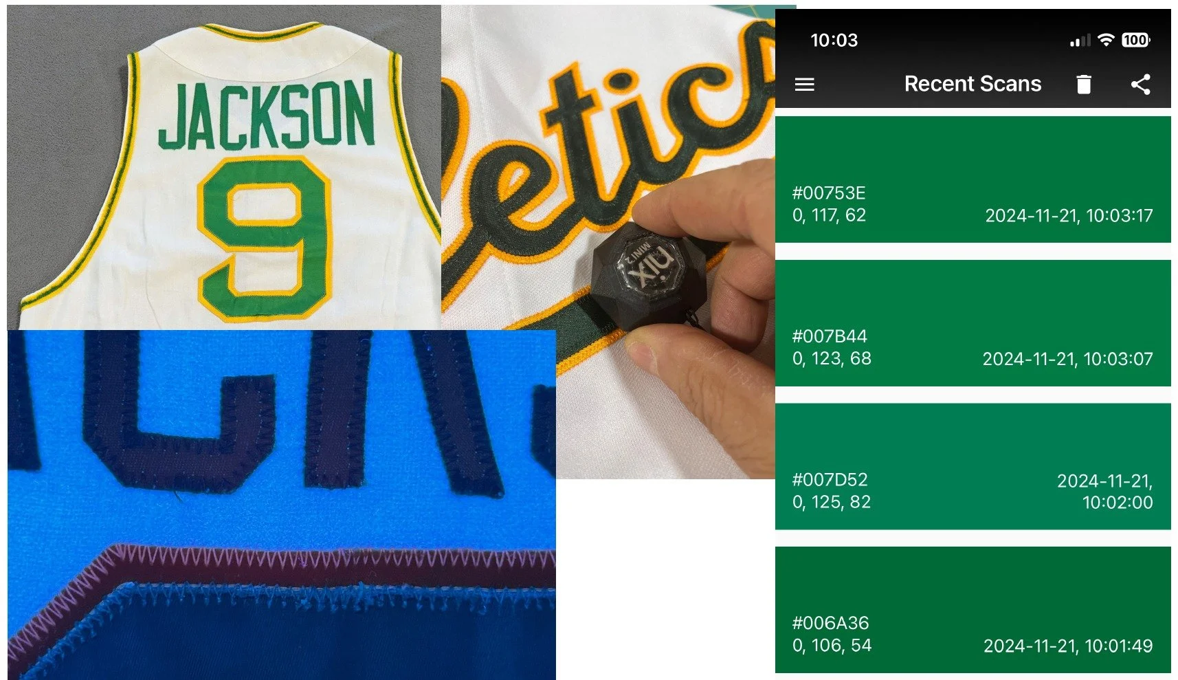 The mystery of the restored Reggie Jackson jersey: another devoted collector sent me this jersey to evaluate. It had already been photomatched, so he wanted to know if I could tell him if the number or the name on back had been restored. Examining it