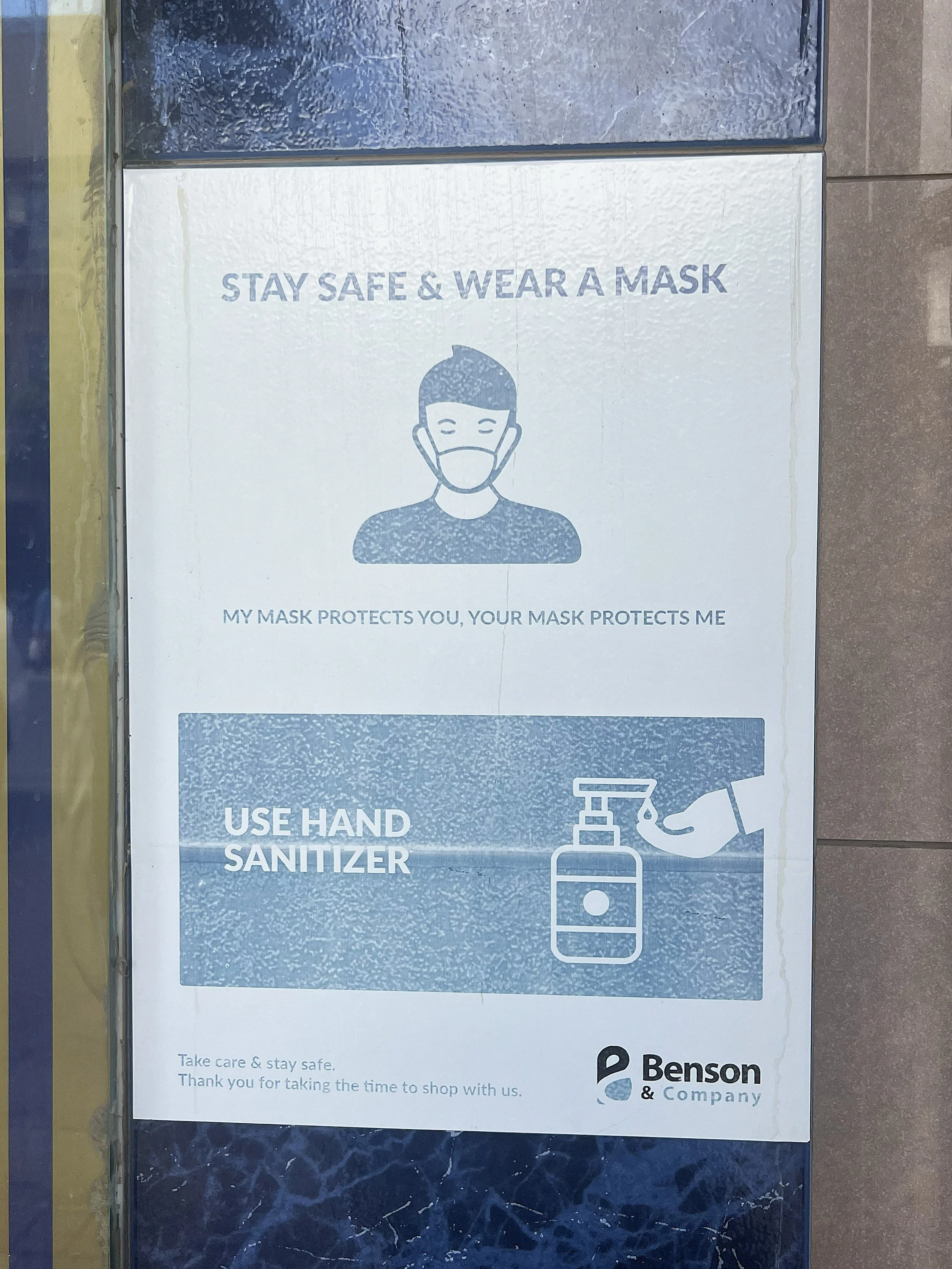 "Stay Safe & Wear a Mask" Benson & Company Poster, Arusha, Tanzania - October 19th