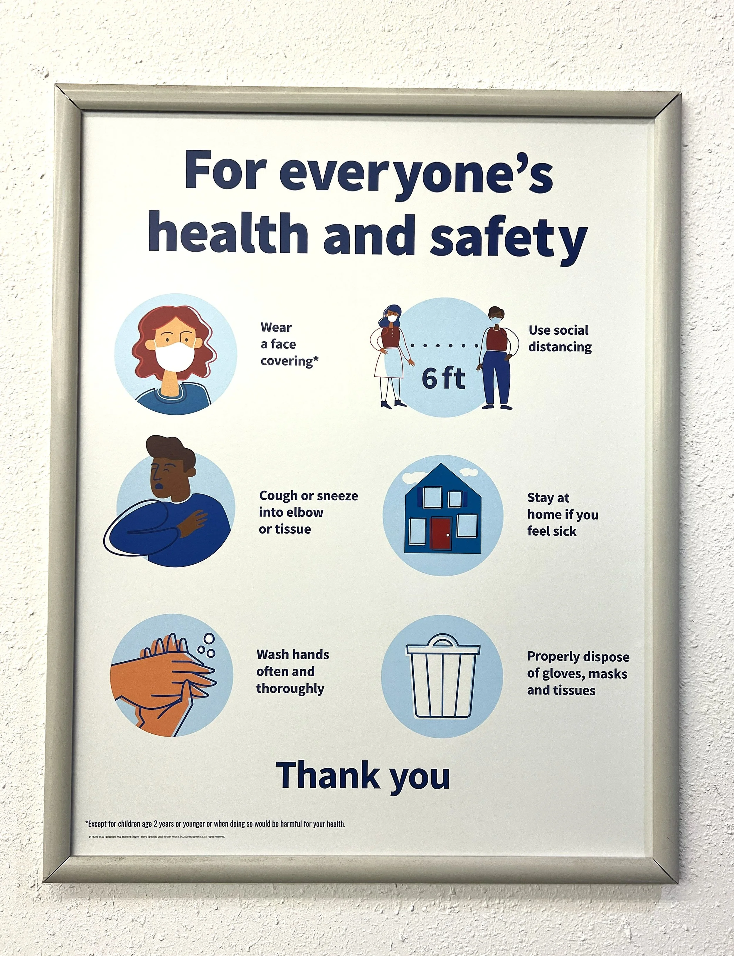 "For everyone's health and safety" Framed Poster, Walgreens, Minneapolis, MN - March 23rd