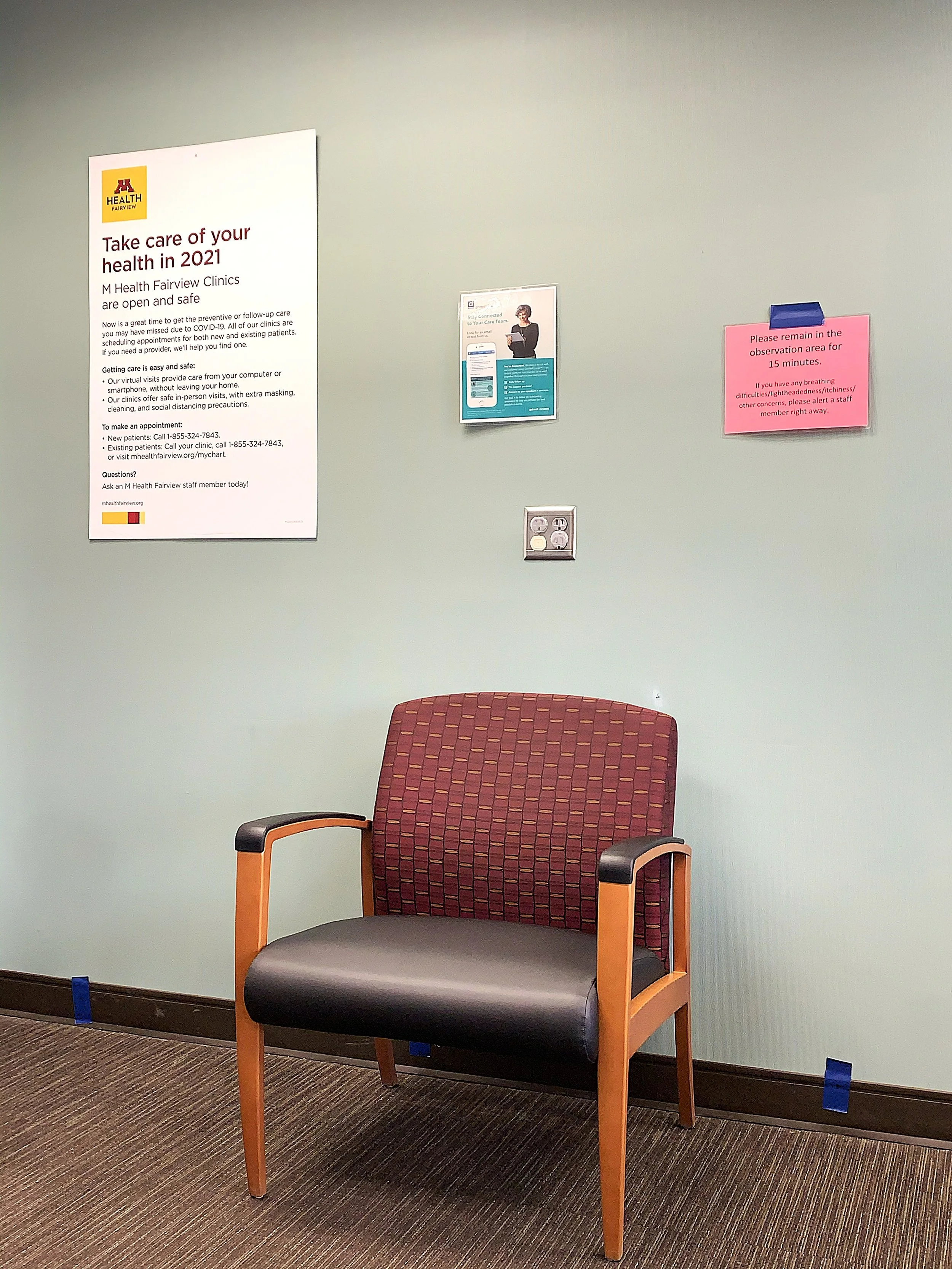 "Take care of your health in 2021" Poster, MHealth Fairview Clinic Waiting Room, Bllomington, MN - April 5th
