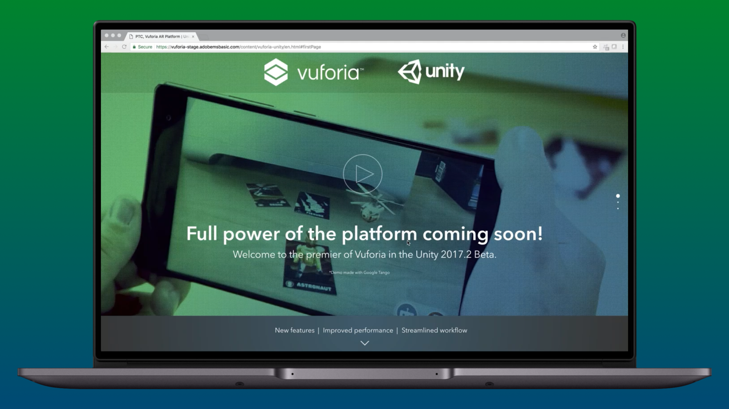 Vuforia/Unity, Landing Page, Responsive Website