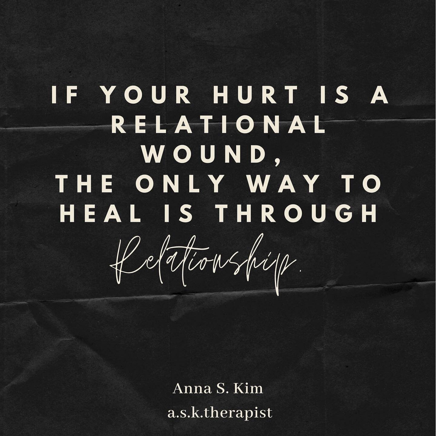 In other words, problems and suffering that are formed in the context of relationships (such as trauma, loss, abuse, neglect), can only be healed in the context of caring and nurturing relationships. 

This is a message of hope. Now that we know how 