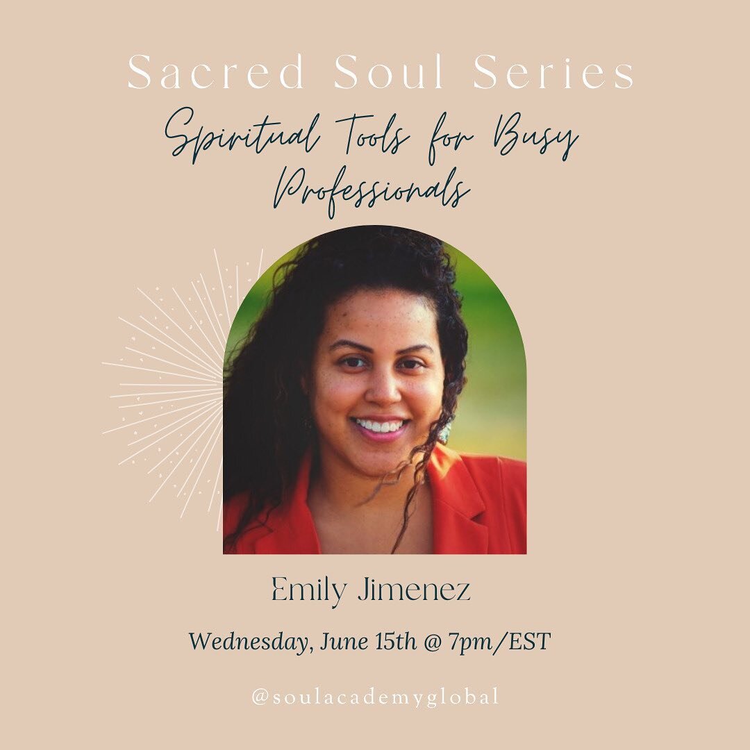 Learn spiritual tools you can use at work, home and beyond so that you can show up fully centered, present and aligned in your everyday life with @emilyjimenez.co ✨

RSVP for free in Soul Collective at the link in our bio.