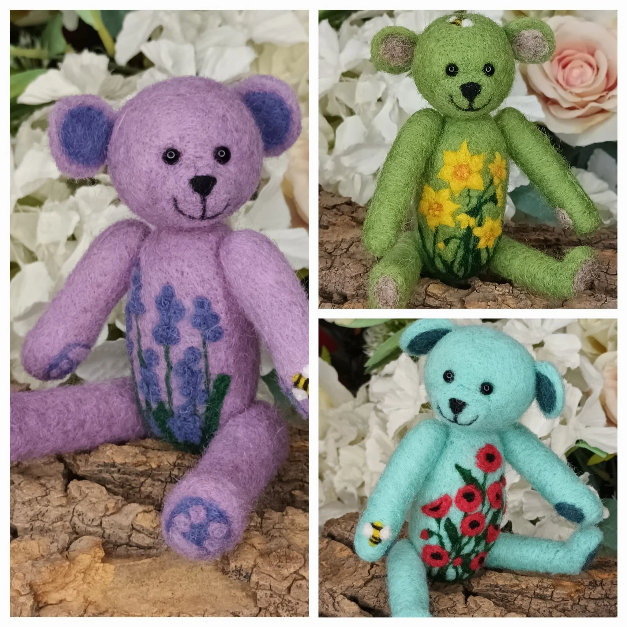 Floral Jointed Teddy Bear Needle felting workshop