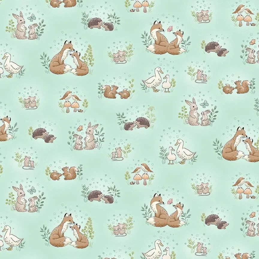 Makower Little ones Foxs and rabbits in teal