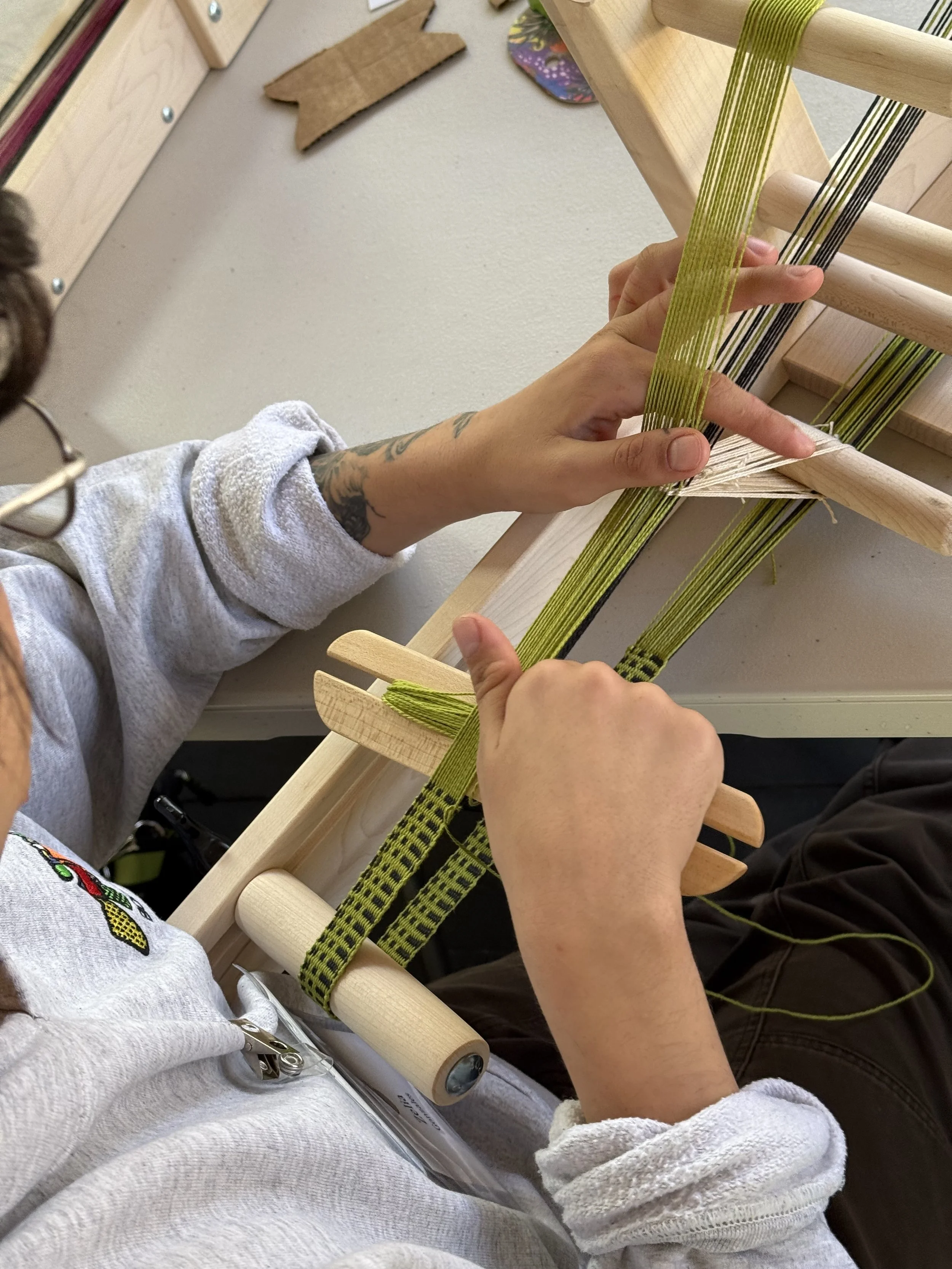 weaving on an inkle loom