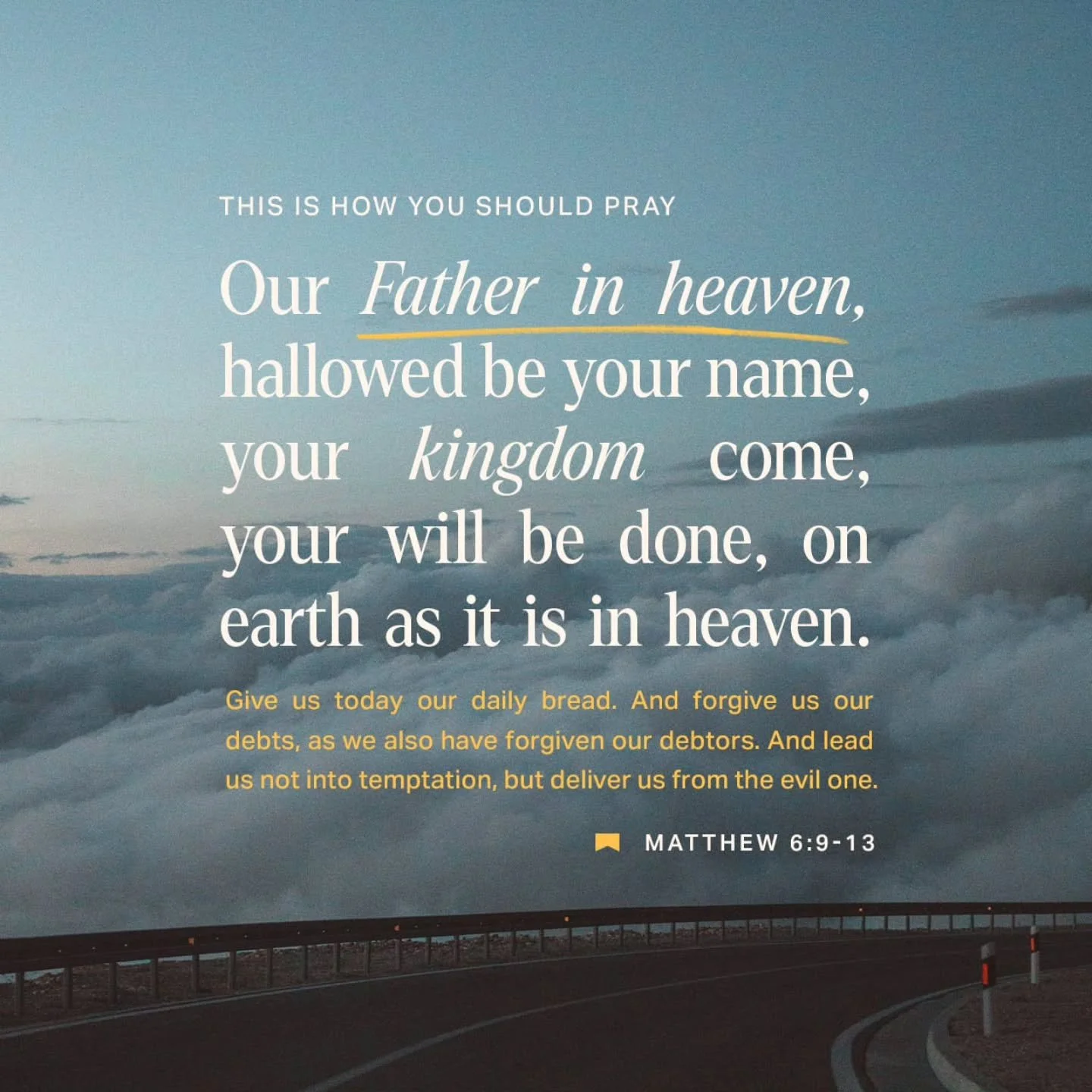 "Our Father in Heaven"... it's a call to community with others, a recognition that we have a Father who gives good gifts, and acknowledgement that God is over all- a Holy perfect God.