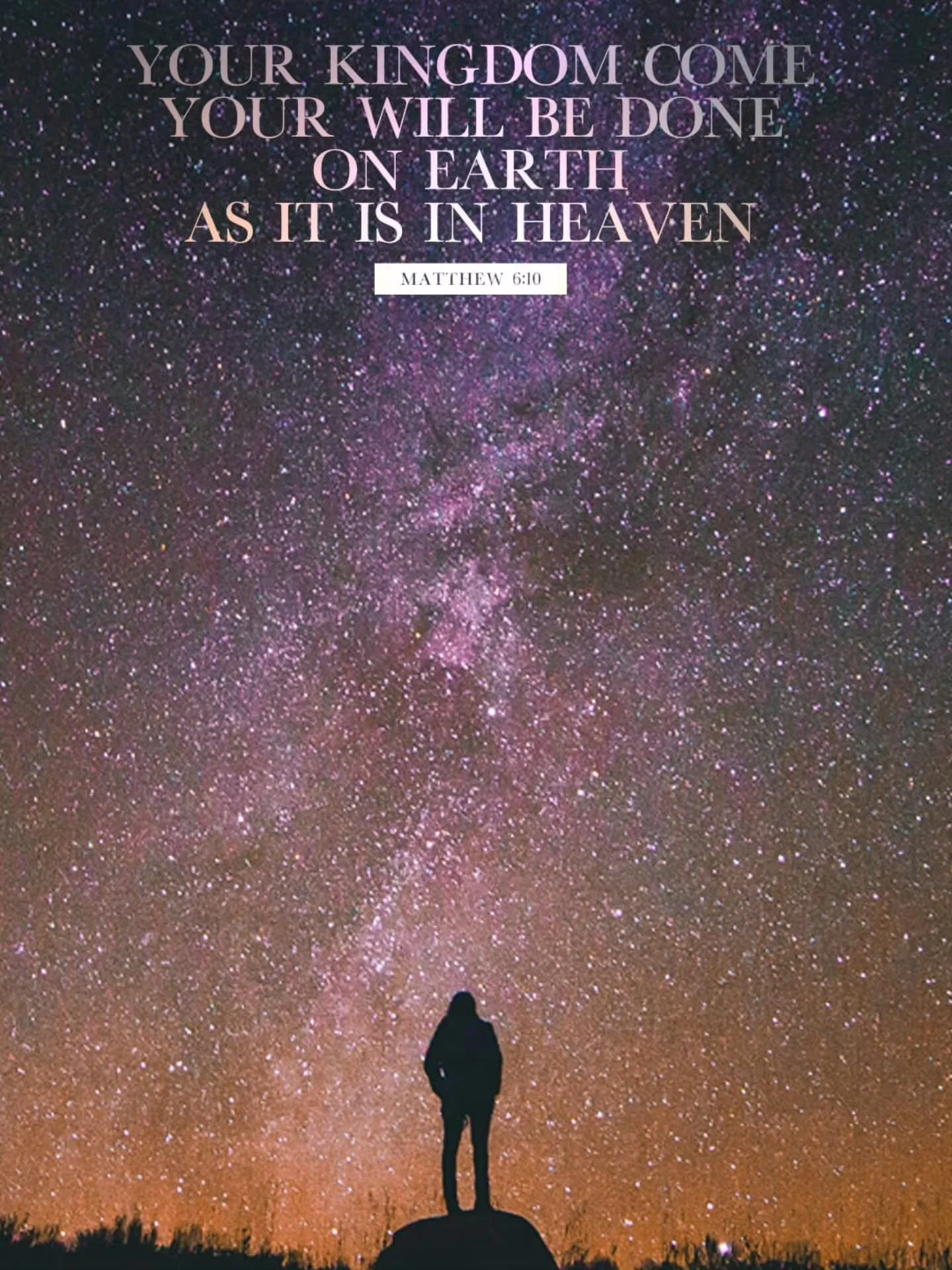 Possibly the hardest line to say in the Lord's prayer- YOUR will be done... (not mine). YOUR Kingdom come.... (not mine). He holds everything in His hands, He sustains it all, so why do we struggle to desire HIS will &amp; Kingdom? It's time to trust