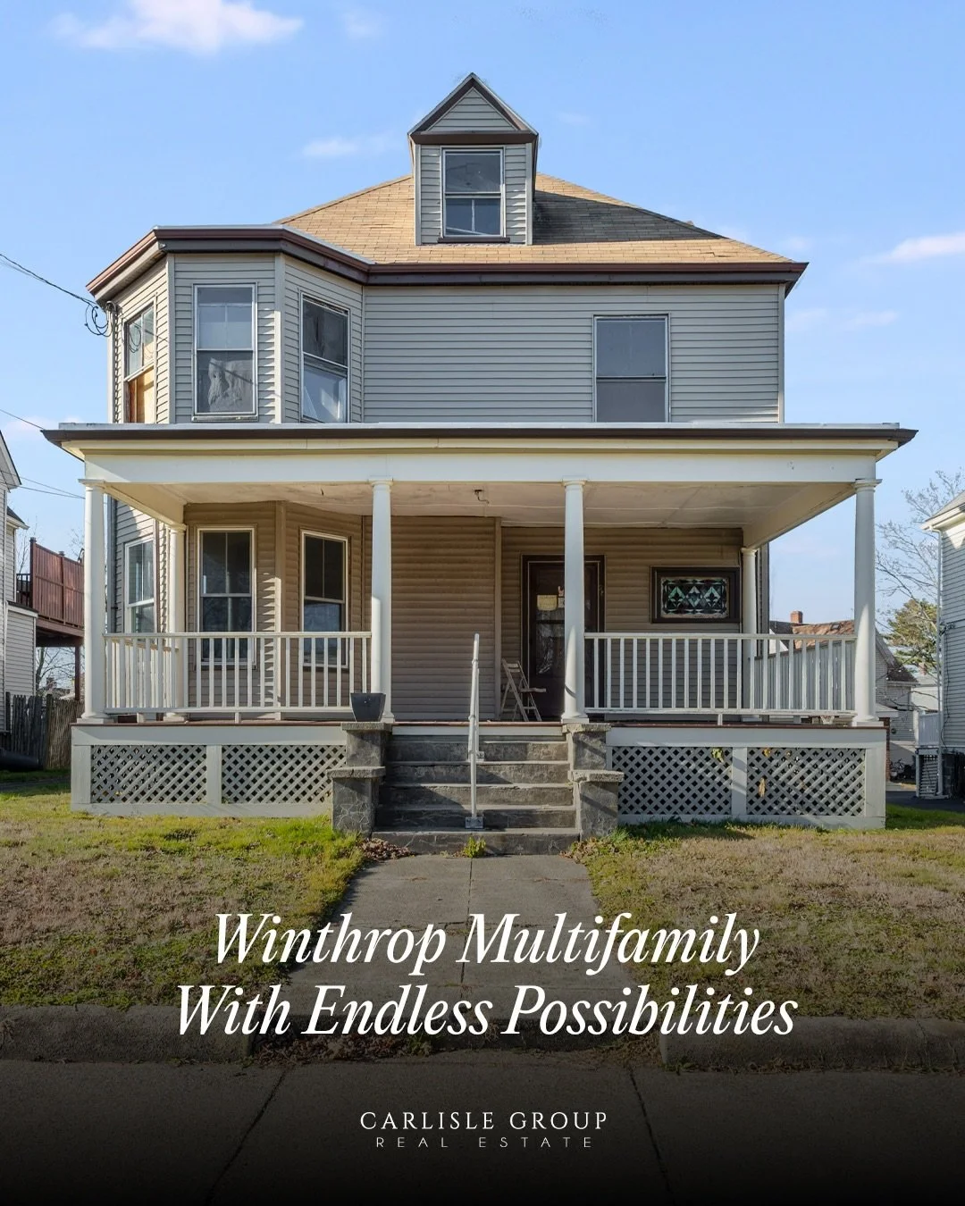 Just Listed in Winthrop! The 𝘱𝘦𝘳𝘧𝘦𝘤𝘵 opportunity to build value in one of Winthrop&rsquo;s most walkable pockets.

🎈Open House
Sunday, 12/14 from 11am-12pm

&bull; Fully gutted down to the studs &mdash; ready for your design + build
&bull; Tw