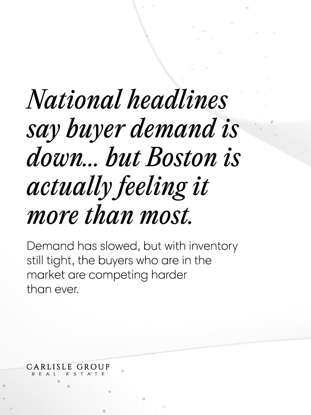 Buyer demand is down&hellip; but Boston didn&rsquo;t suddenly get easy.

Rates pushed some buyers out, but with inventory still tight, the ones who remain are more serious; and still competing for the right homes.

DM us if you want a quick breakdown