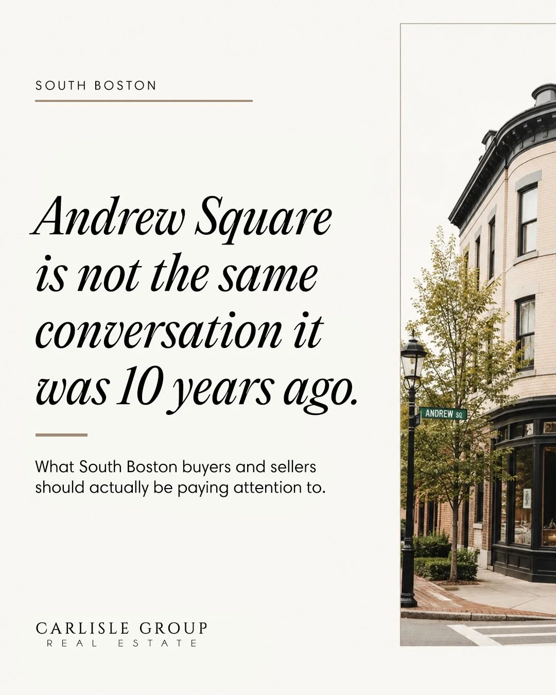 Andrew Square is one of those South Boston pockets people ask about quietly.

Buyers want to know if the upside is already priced in.
Sellers want to know if the location story still matters.
And honestly? Both are fair questions.

Between Andrew Sta