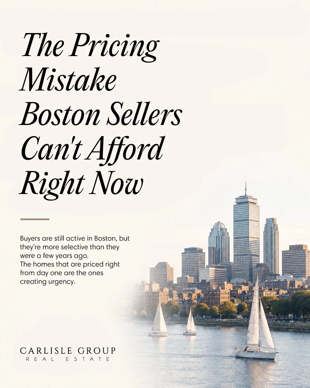 Boston sellers: pricing high just to &ldquo;𝘴𝘦𝘦 𝘸𝘩𝘢𝘵 𝘩𝘢𝘱𝘱𝘦𝘯𝘴&rdquo; is not the strategy it used to be.

A lot of homeowners still want to list high and test the market. But right now, that can cost you the momentum you need in the first