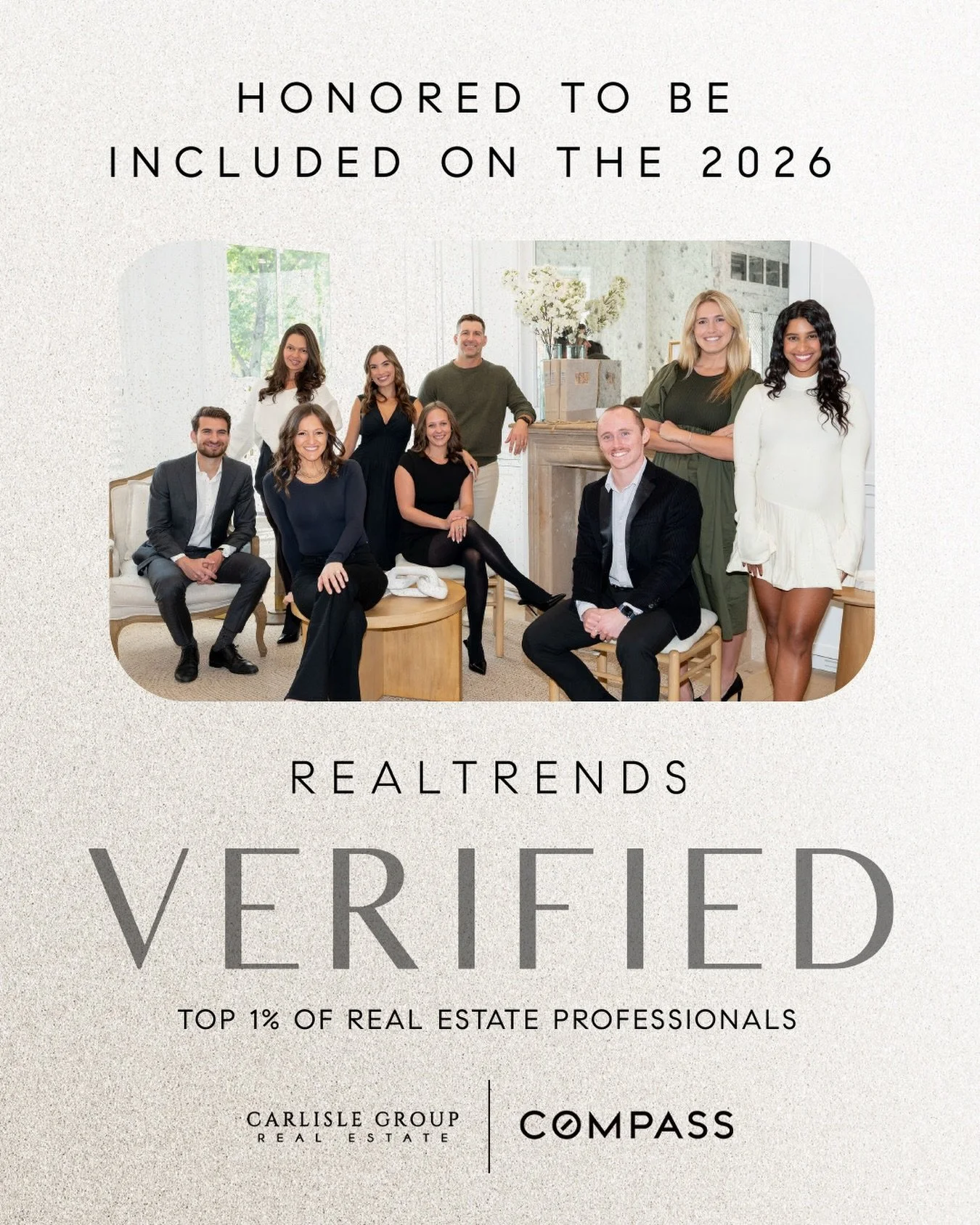 Proud moment for our team.

We&rsquo;re honored to share that Carlisle Group has been named to the 2026 RealTrends Verified list, recognizing top real estate professionals across the country.

To be included among the top 1% nationwide is something w