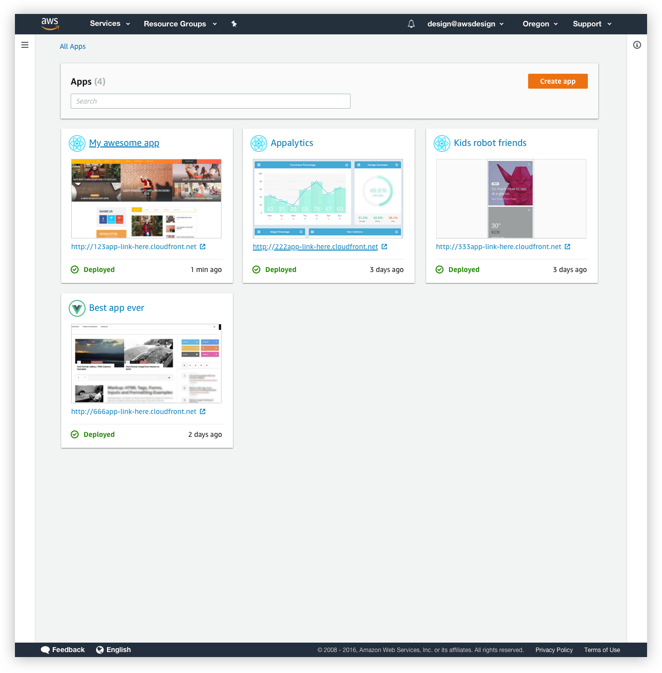 App landing page