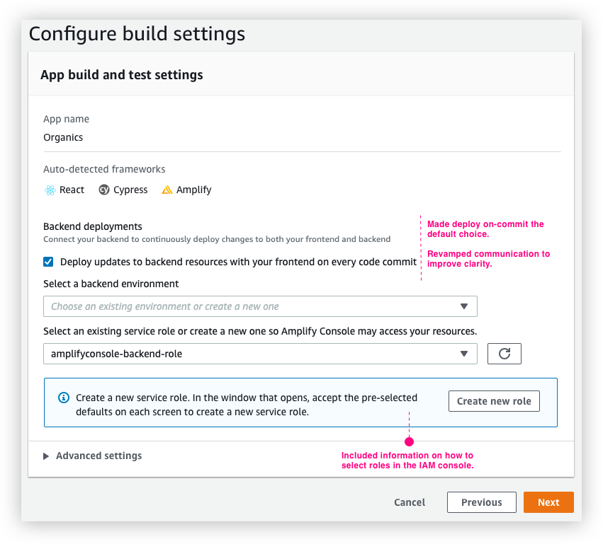 Build settings configuration in the onboarding wizard