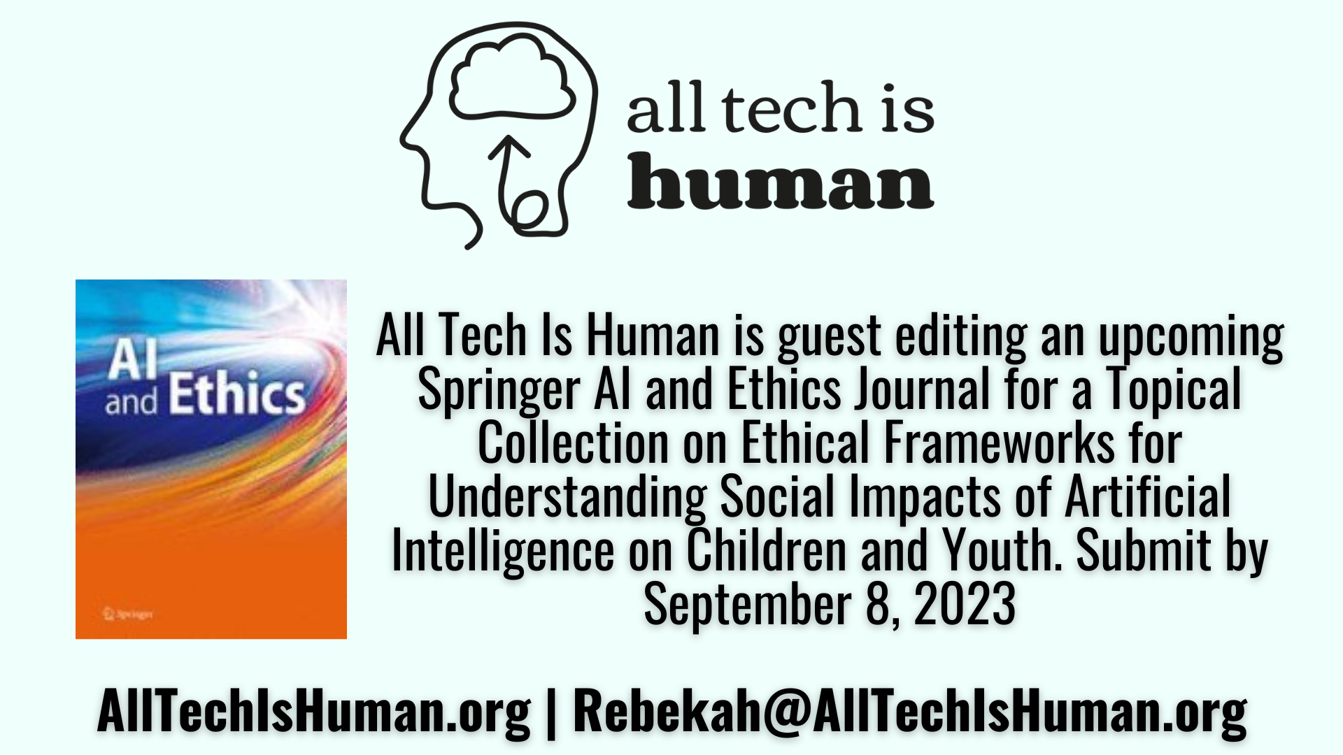 ✍️ We’re guest editing an upcoming Springer AI and Ethics Journal and would love to have you submit!