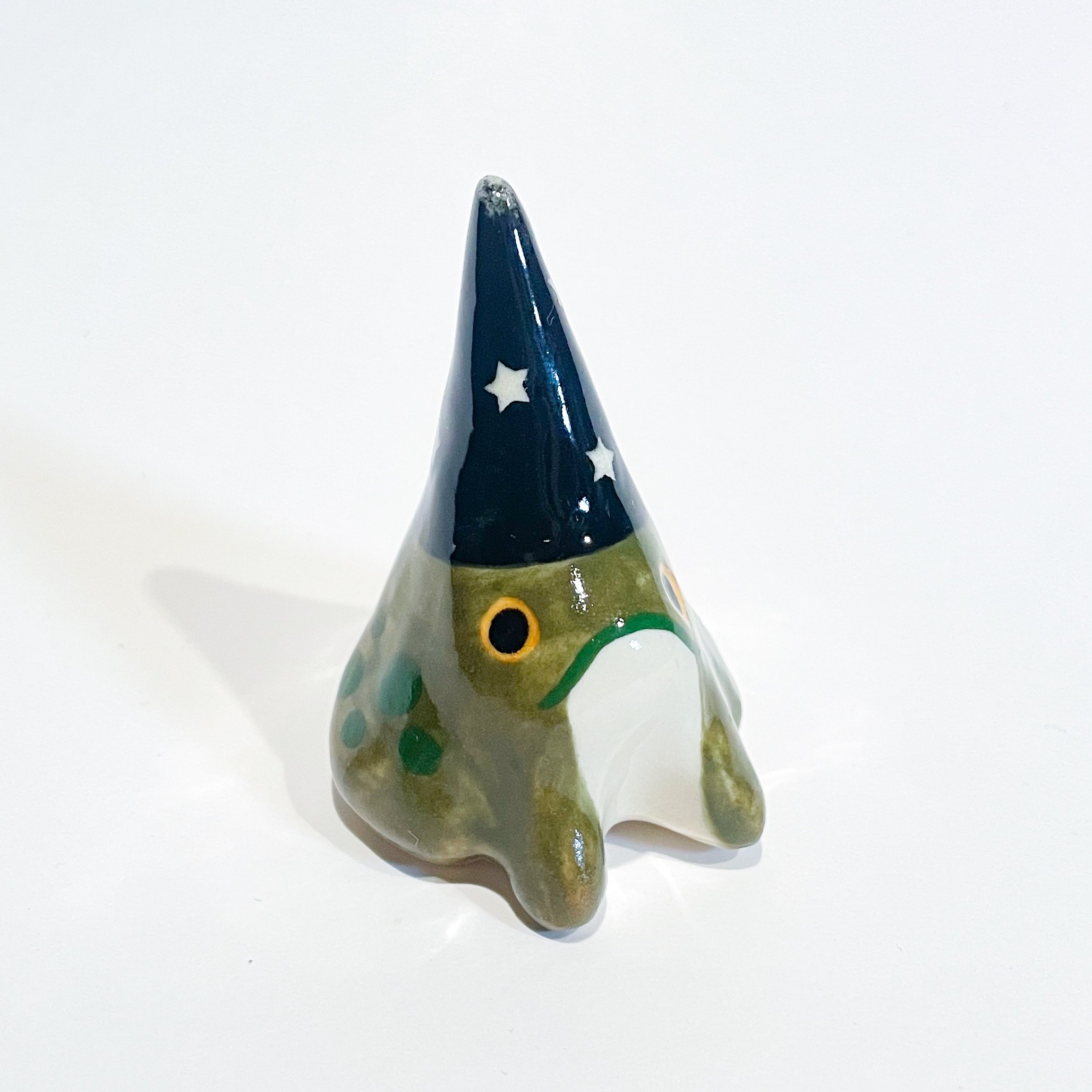 ceramic wizard frog, avocado color variation