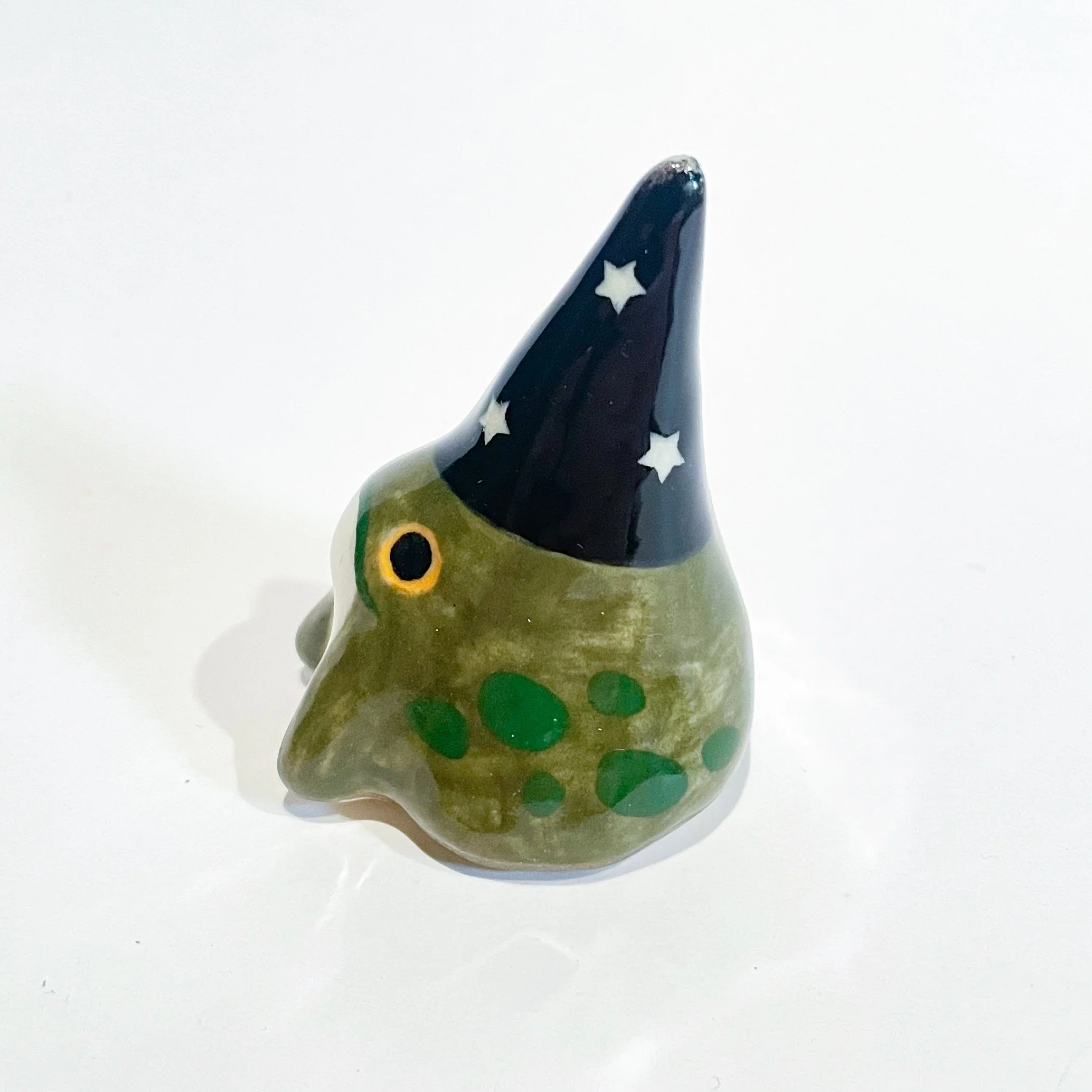ceramic wizard frog, avocado color variation