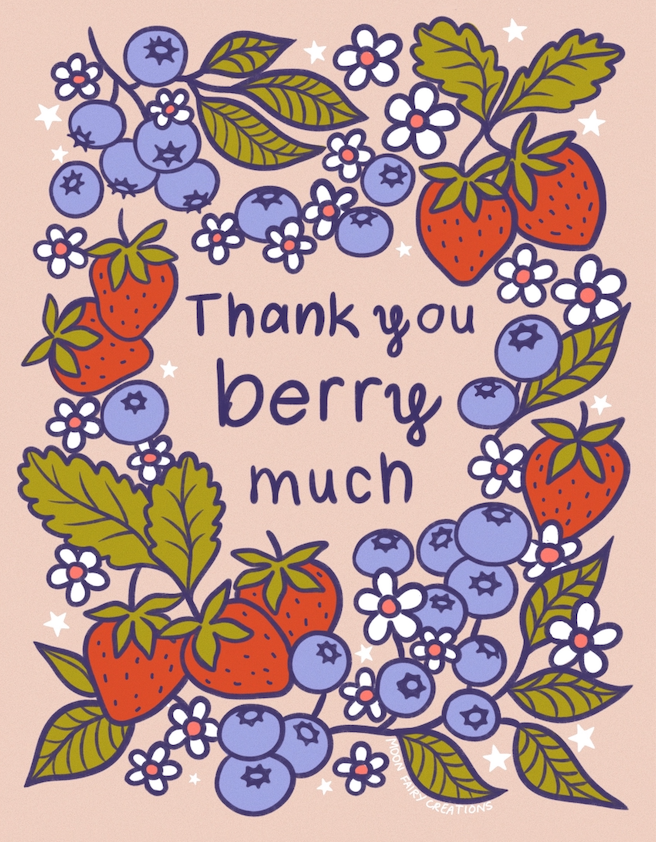 Greeting Card - Thank You Berry Much