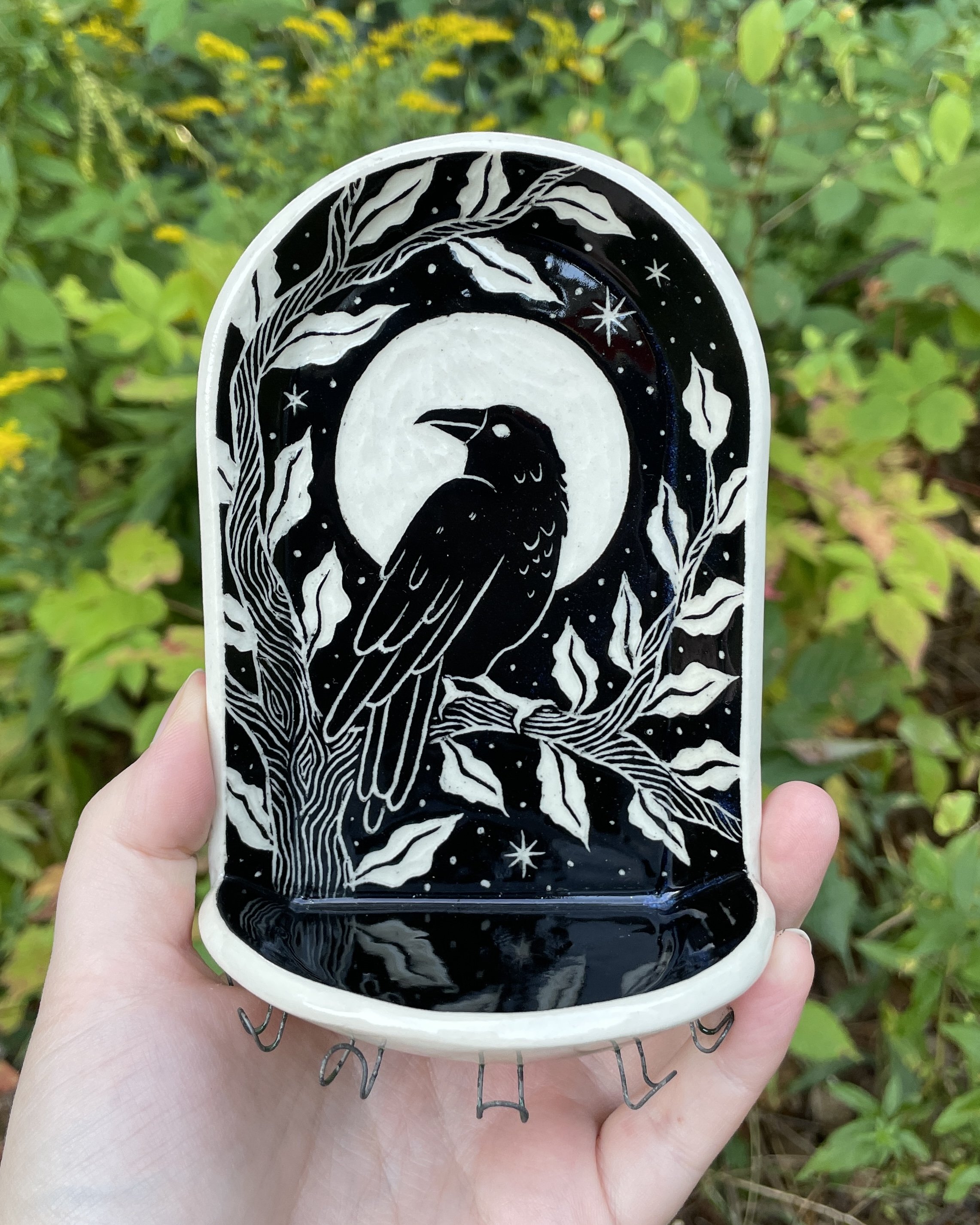 Altar Shelf with Hooks - Crow
