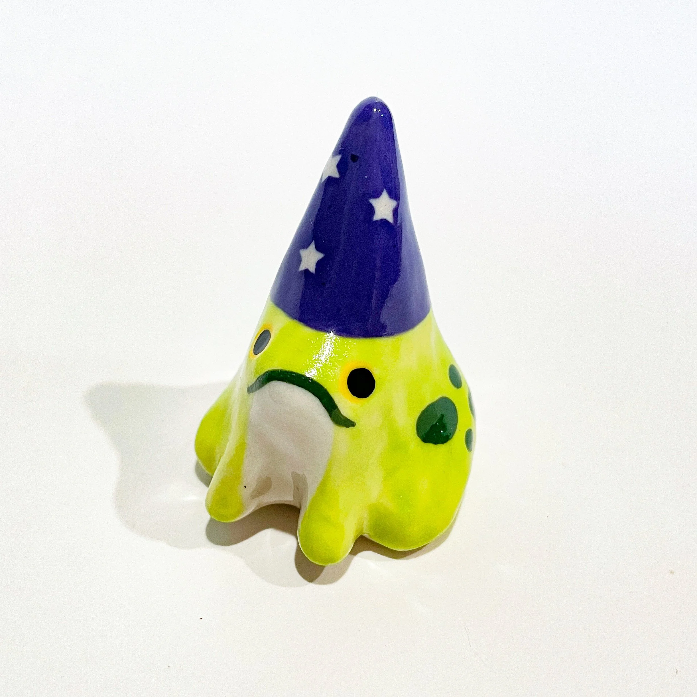 ceramic wizard frog, chartreuse color variation