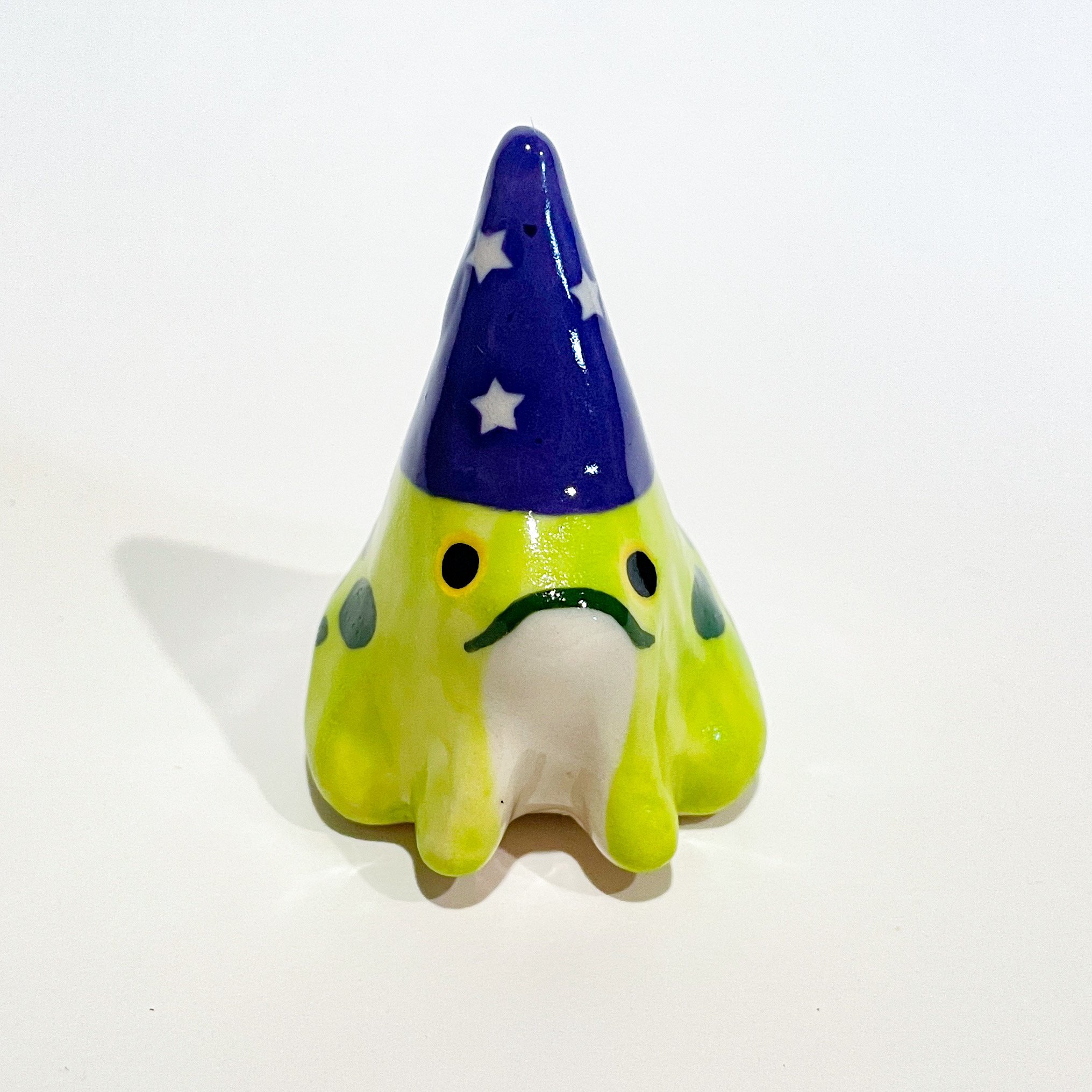 ceramic wizard frog, chartreuse color variation