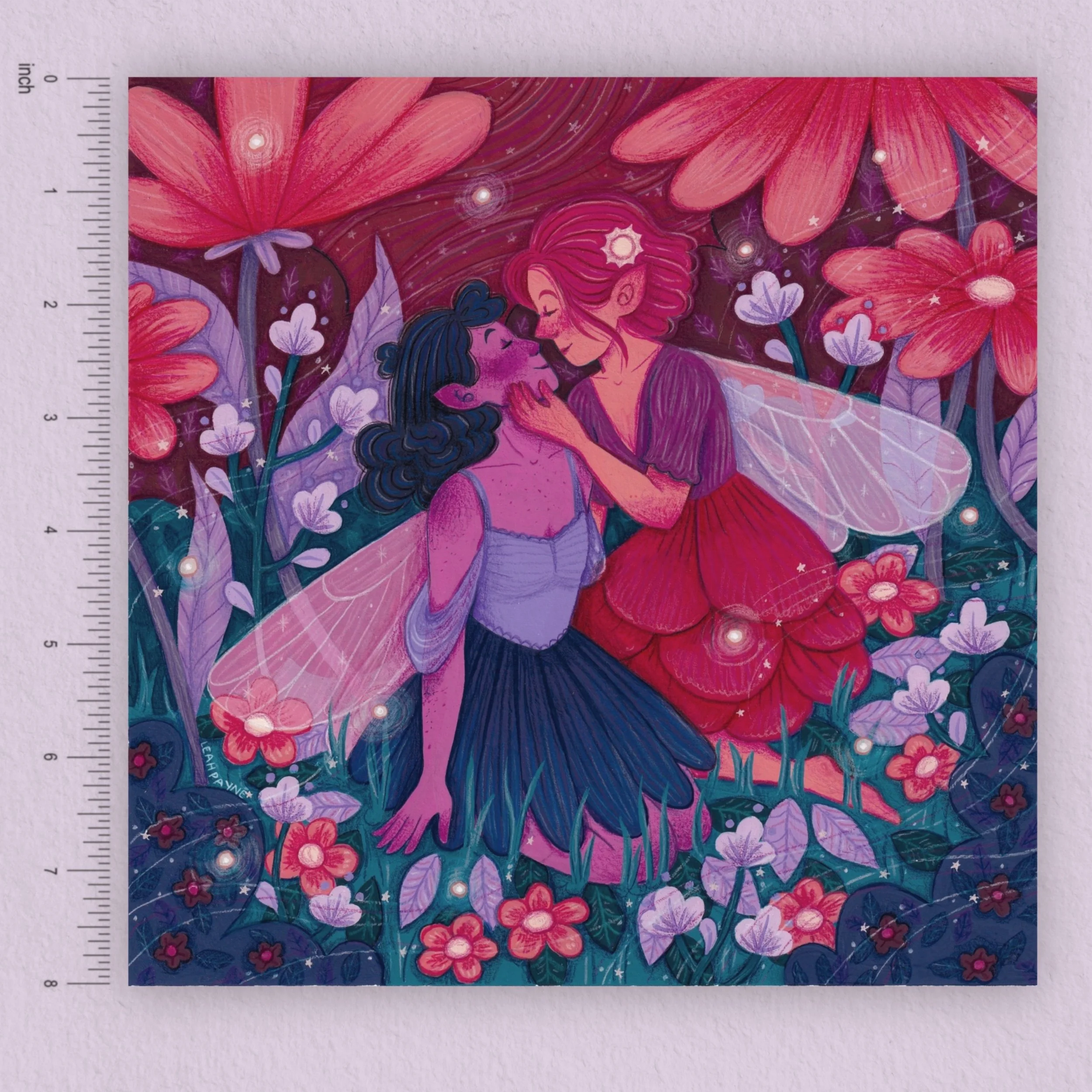 the print with a ruler showing it is 8 inches wide.