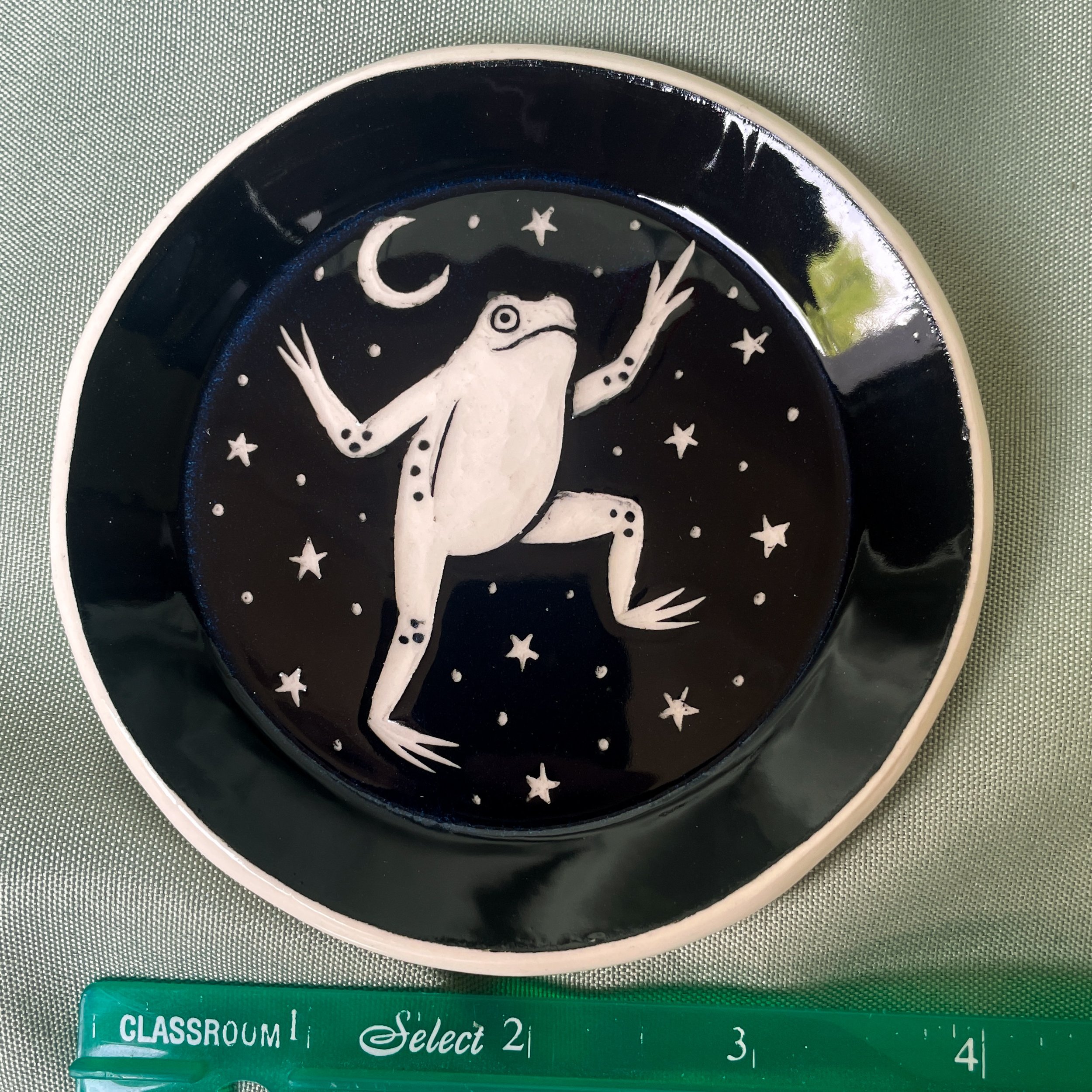 small trinket dish dancing frog 1 ruler.JPEG