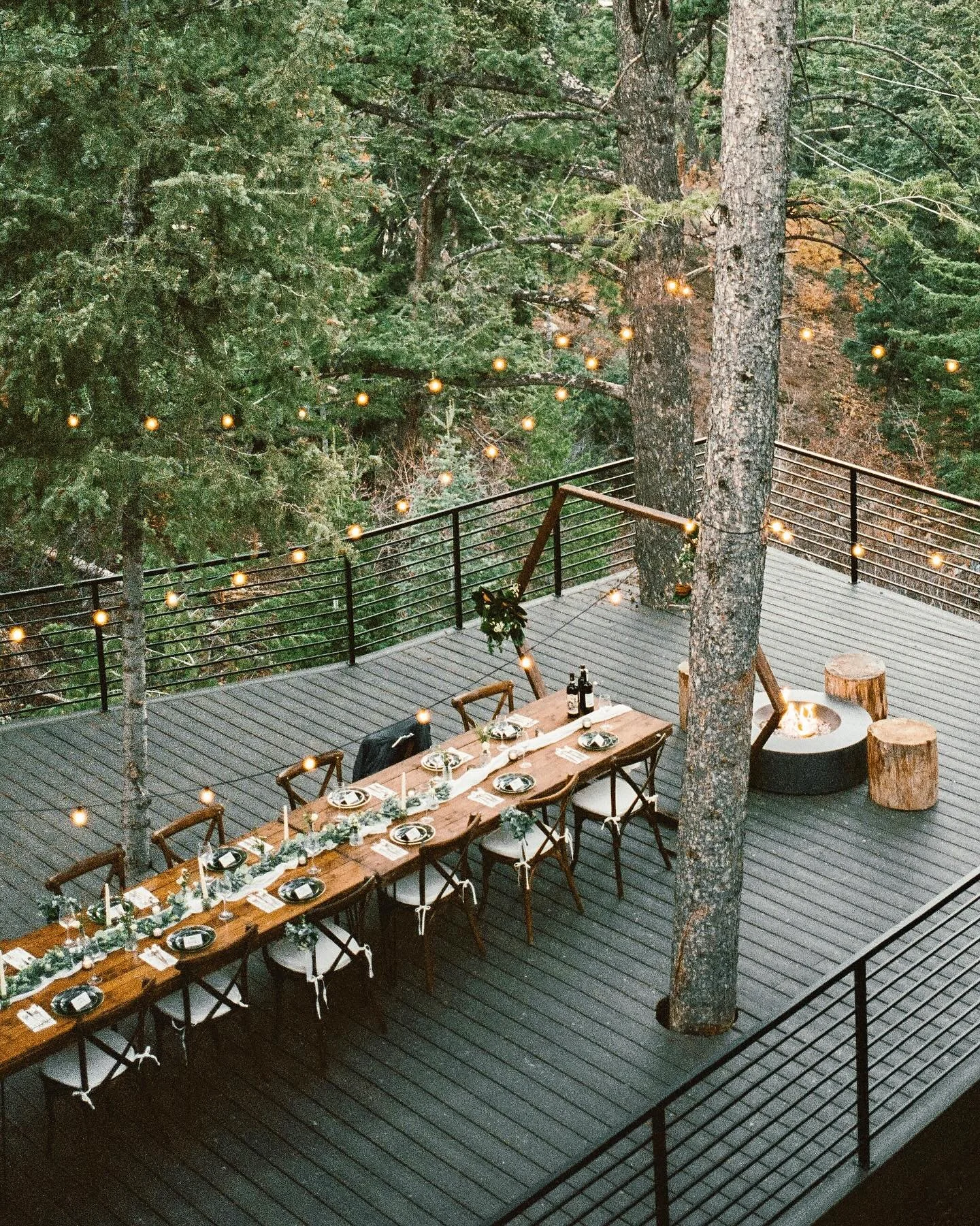 A ceremony turned dinner party &mdash; Katie and Will transformed their intimate wedding into a reception space with homemade details and help from their loved ones. They celebrated under string lights, a bright sky, and tall mountain pines.

Capture