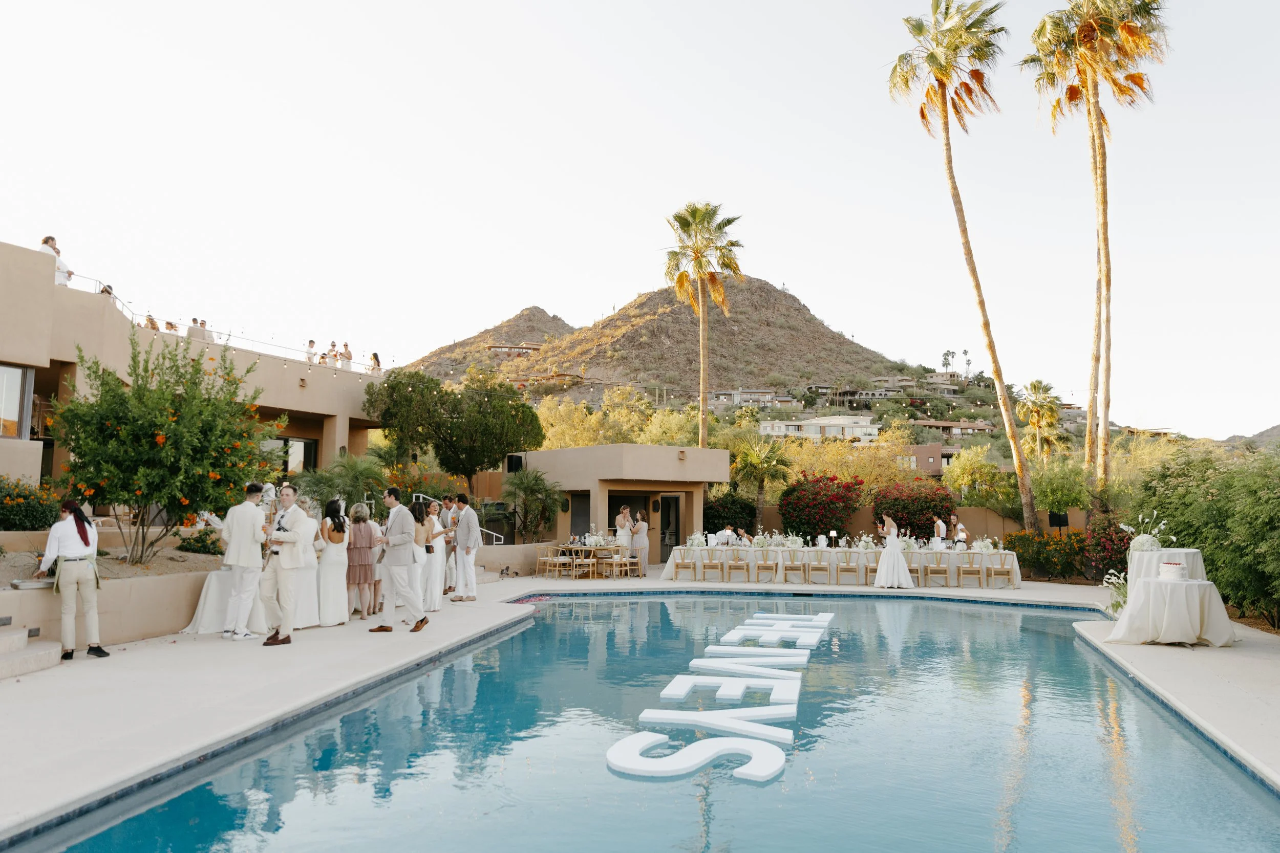 An intentional small wedding reception at a private residence near Camelback Mountain. Scottsdale Arizona digital and 35mm film wedding photographer.