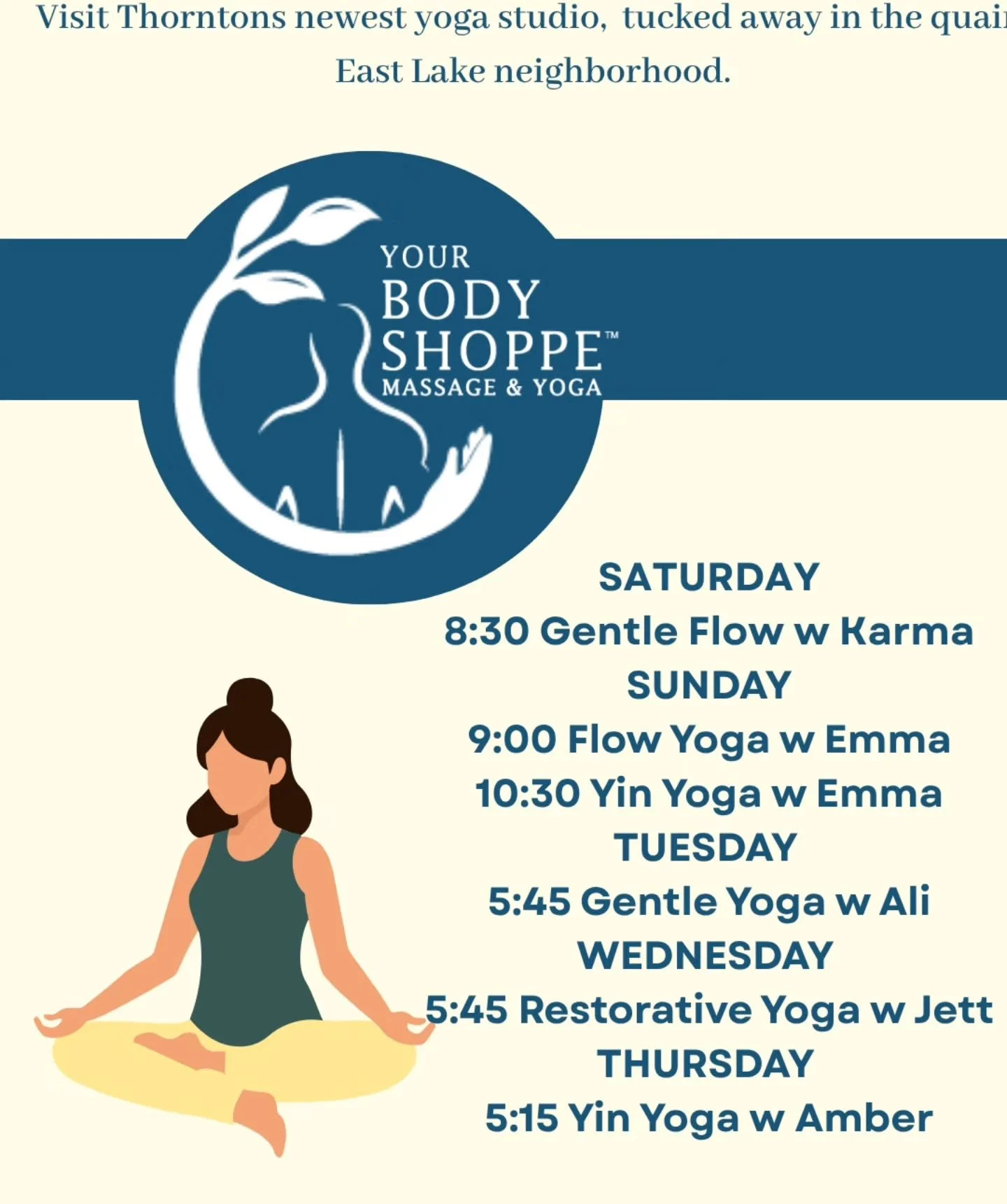 Visit Thorntons newest yoga studio 🧘&zwj;♀️🧘&zwj;♂️🧘&zwj;♀️

See our most up to date schedule online, enjoy 50% off your first class.