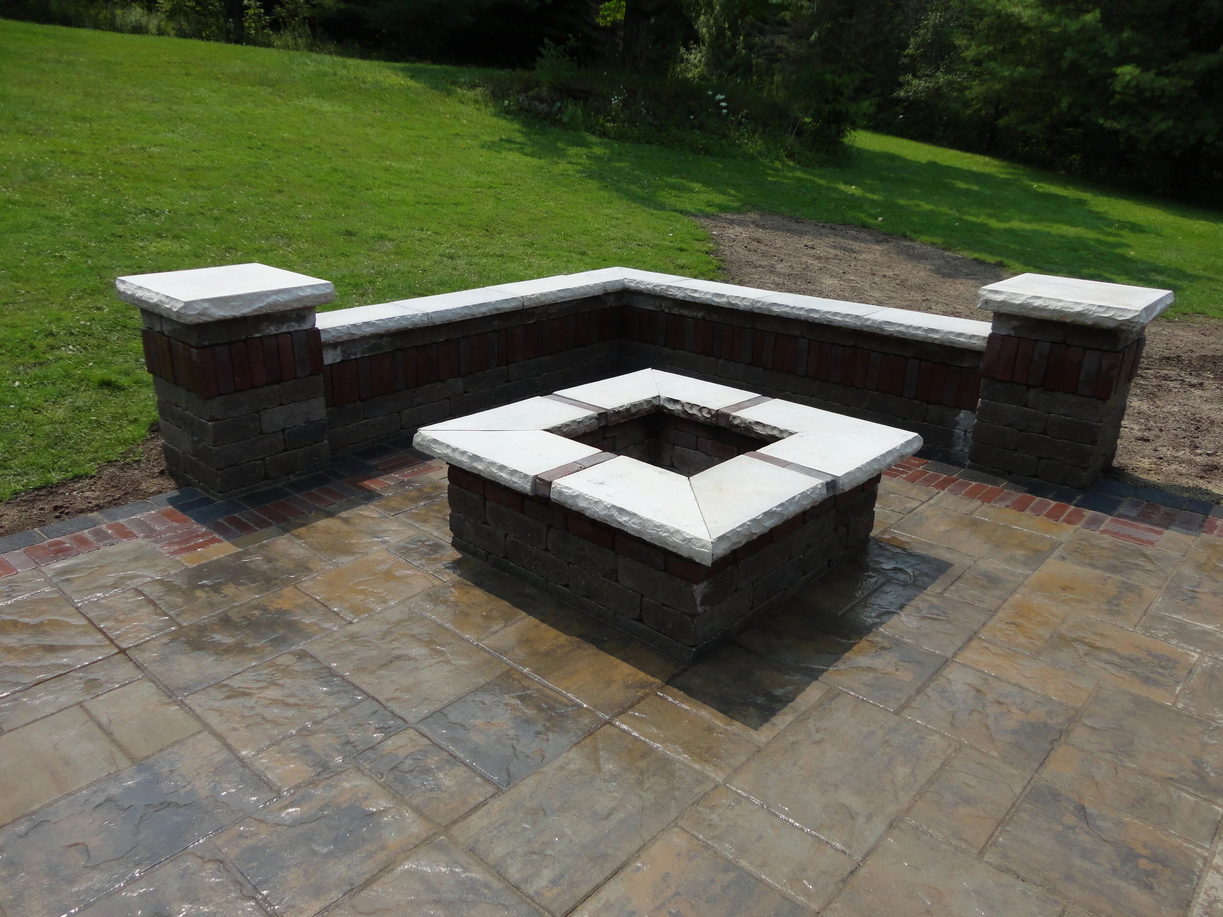 Outdoor Fireplace and Sitting Walls