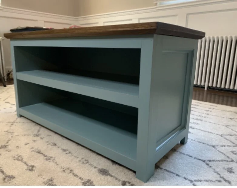 Entryway shoe storage bench.