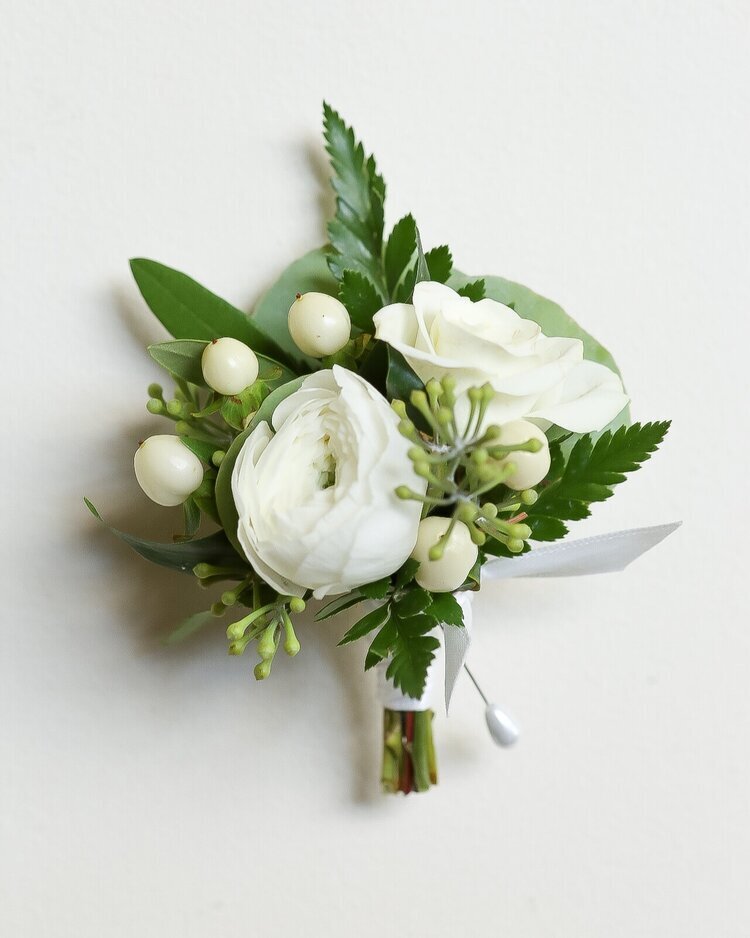 White Wrist Corsage — Cactus & Tropicals