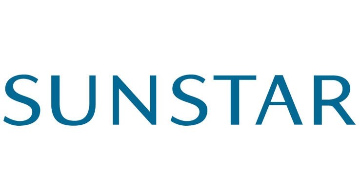The image features the word 'SUNSTAR' in large uppercase blue letters on a white background.
