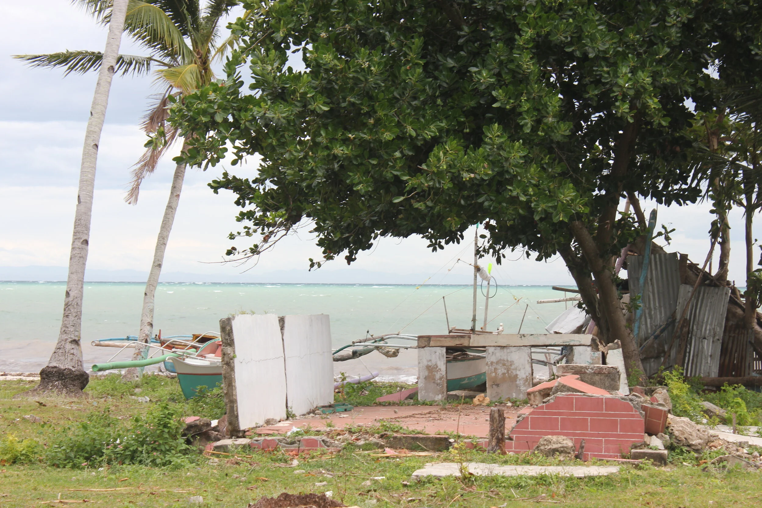 Damaged buildings after the typhoon