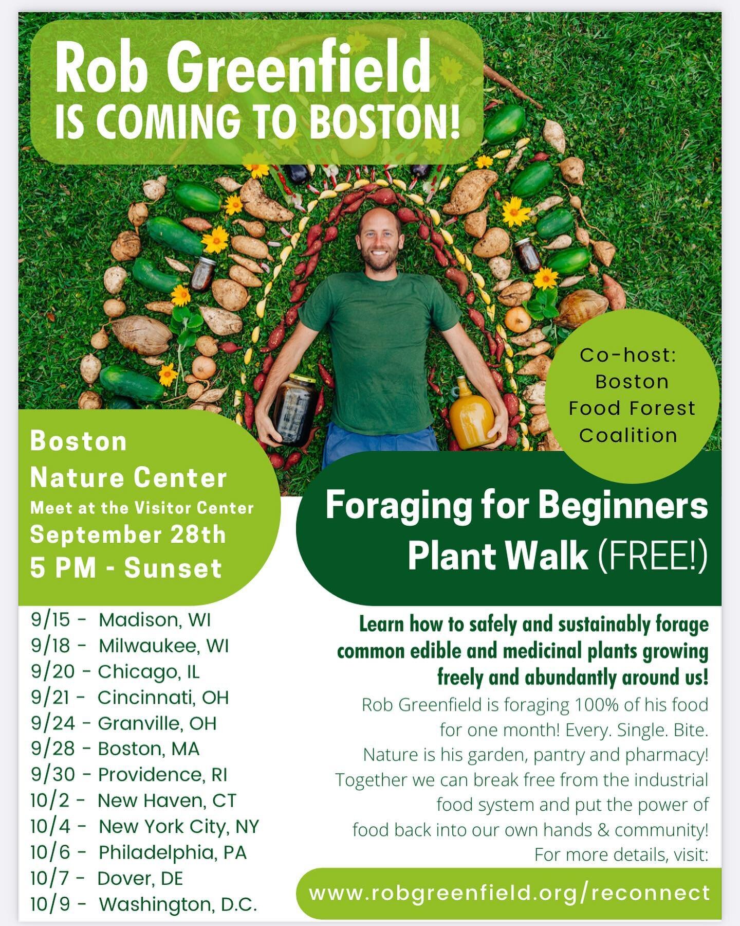 Tomorrow! 🎉🎉🎉

Join the stewards at the Boston Nature Center Food Forest as they welcome Rob Greenfield for &ldquo;Foraging for Beginners&rdquo; plant walk 🌱🌿🍄

Learn the basics of safe, sustainable foraging, and meet other local food enthusias