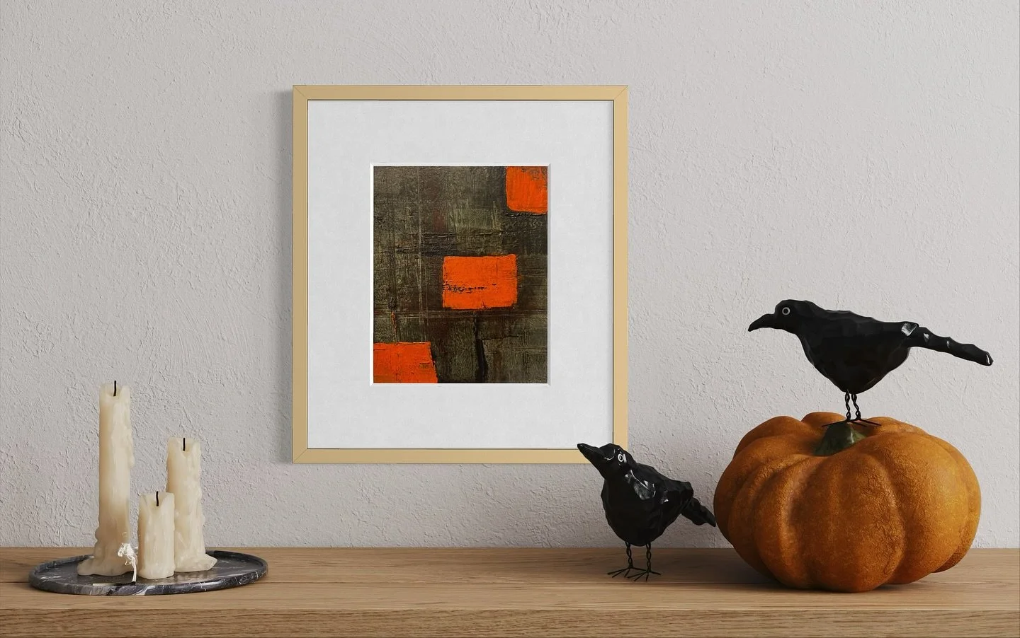 New Study on Paper 🎨🎃 A fun little piece for fans of Halloween or bold pops of color… affordable original art, perfect for tiny homes and cozy spaces… 🔗 in bio #halloweendecor #halloweeninspiration #affordableoriginalart #affordablea