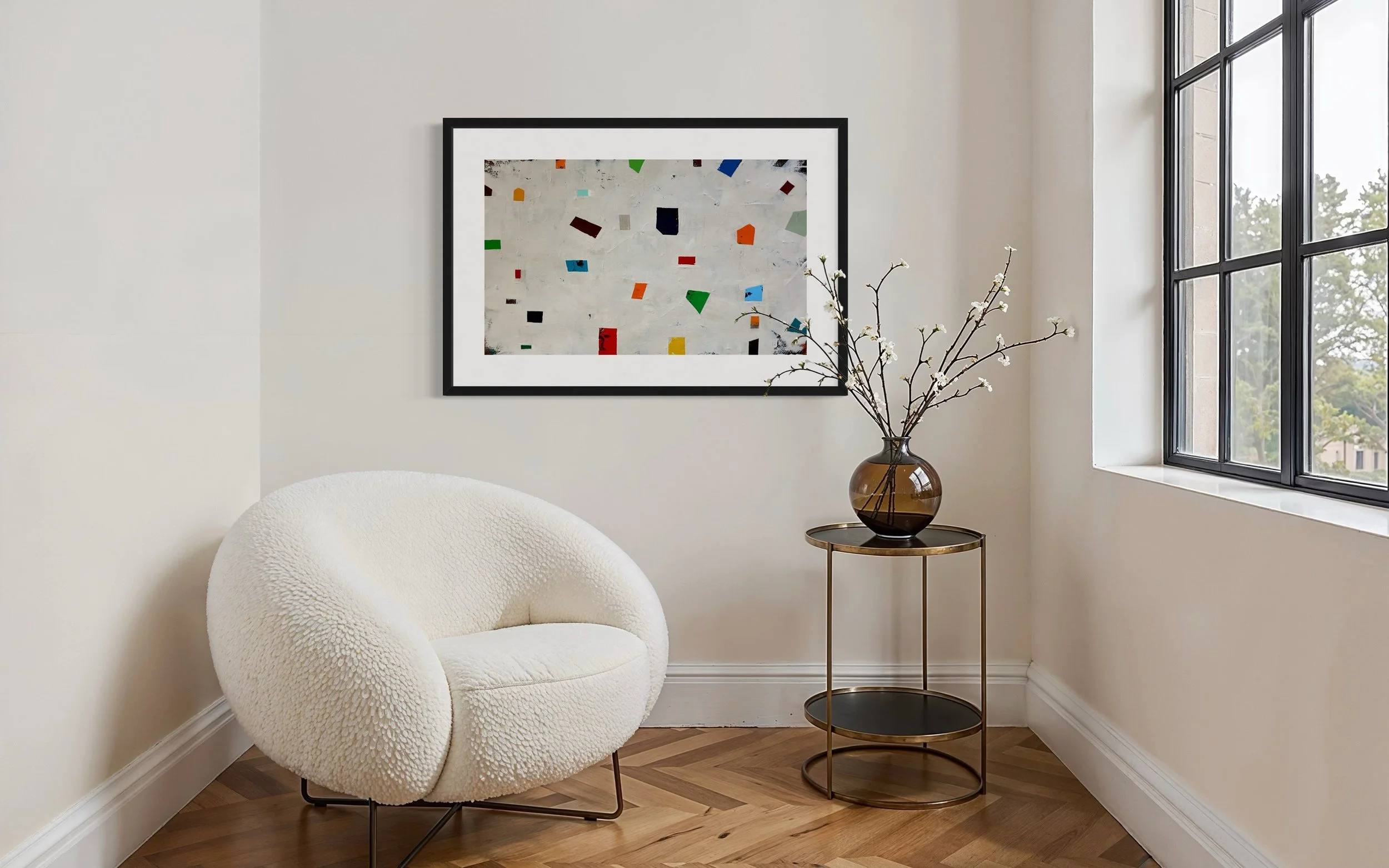 Community Dance - Acrylic on paper, matted and framed