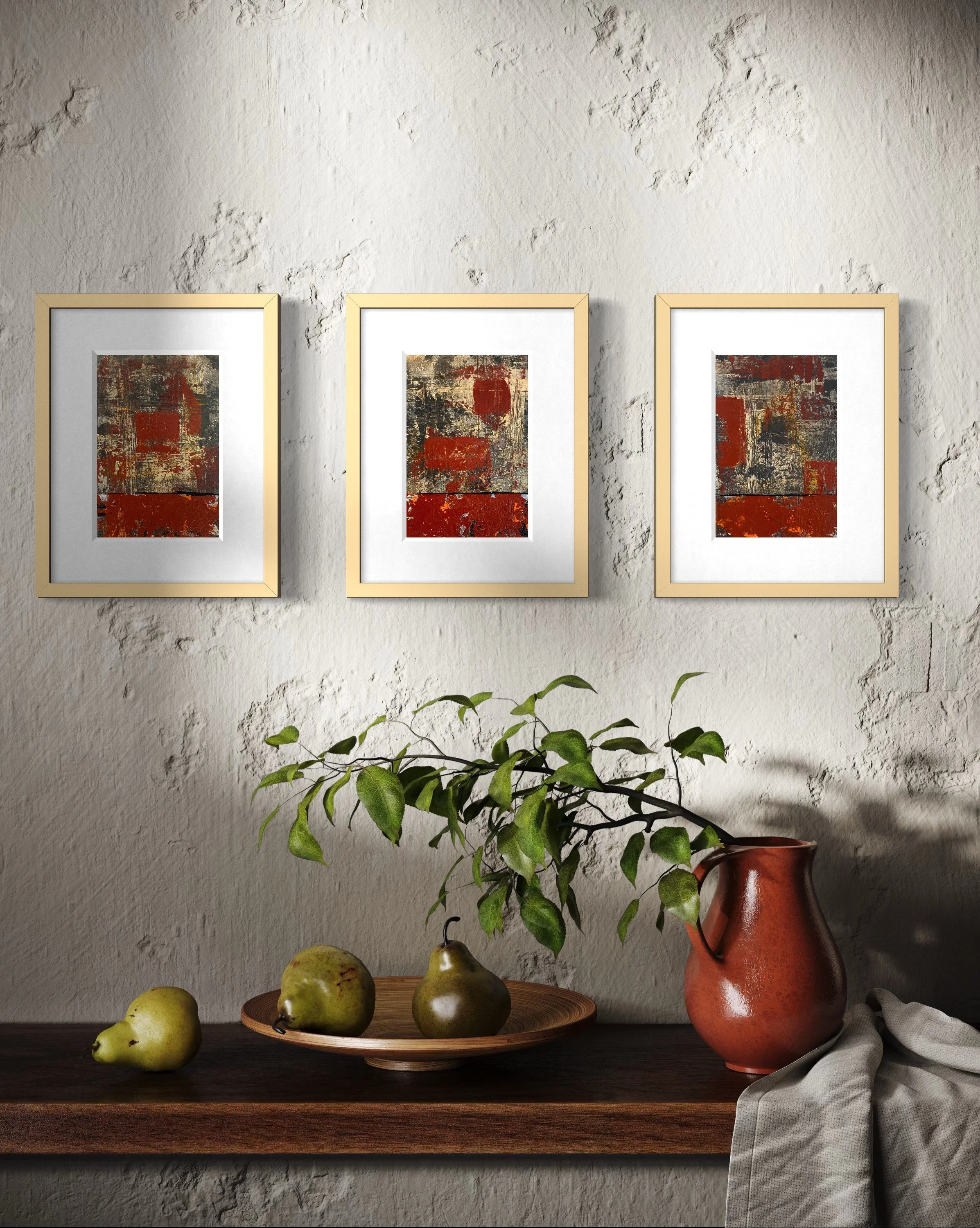 Abstract Studies on Paper #54, #55 & #56 - Original acrylics framed on paper